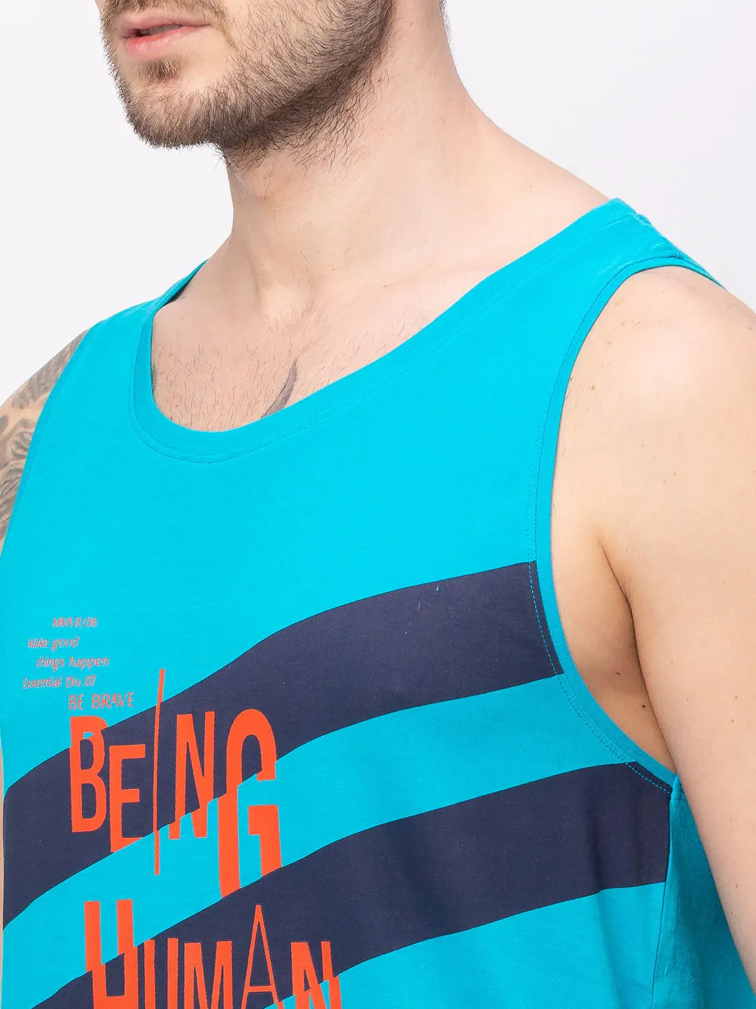Blue Regular Fit Men's Short Sleeves T-Shirt by Being Human Clothing - Image 4