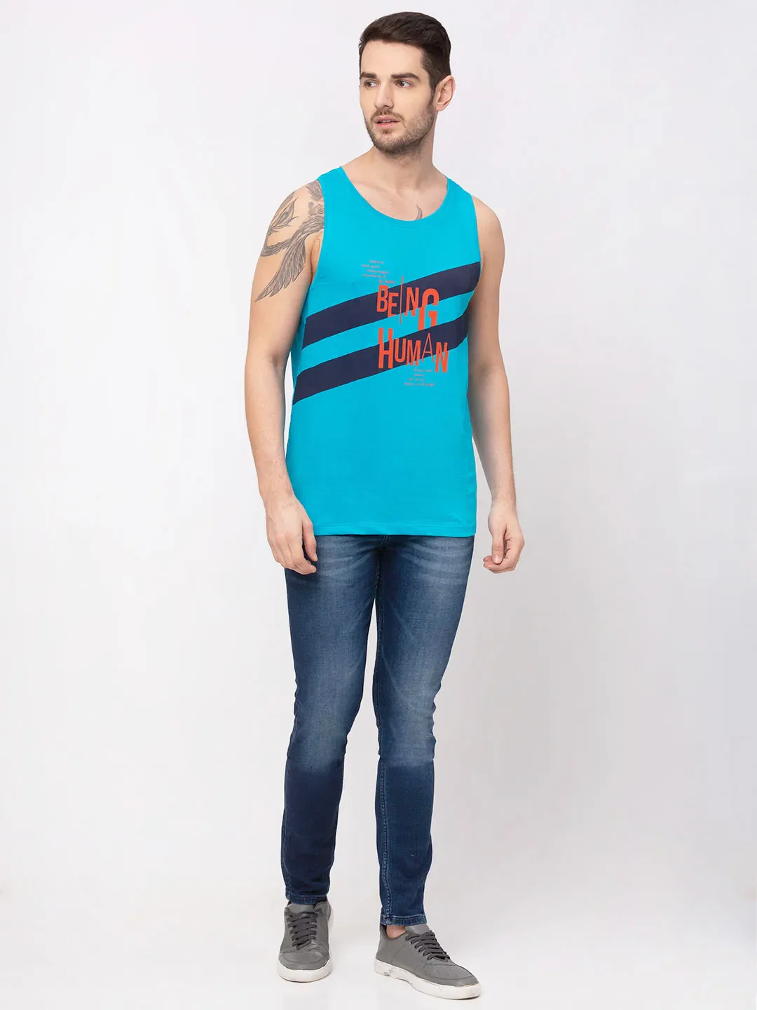 Blue Regular Fit Men's Short Sleeves T-Shirt by Being Human Clothing - Image 5