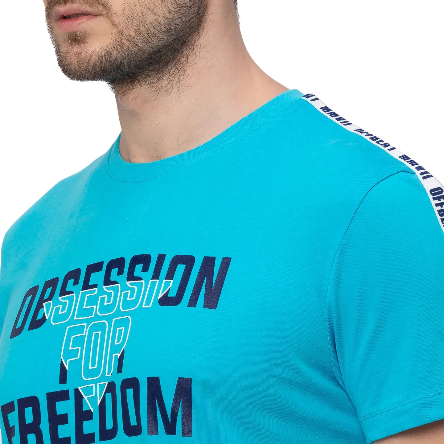 Turquoise Regular Fit Round Neck Men's T-Shirt by Being Human Clothing - Image 4