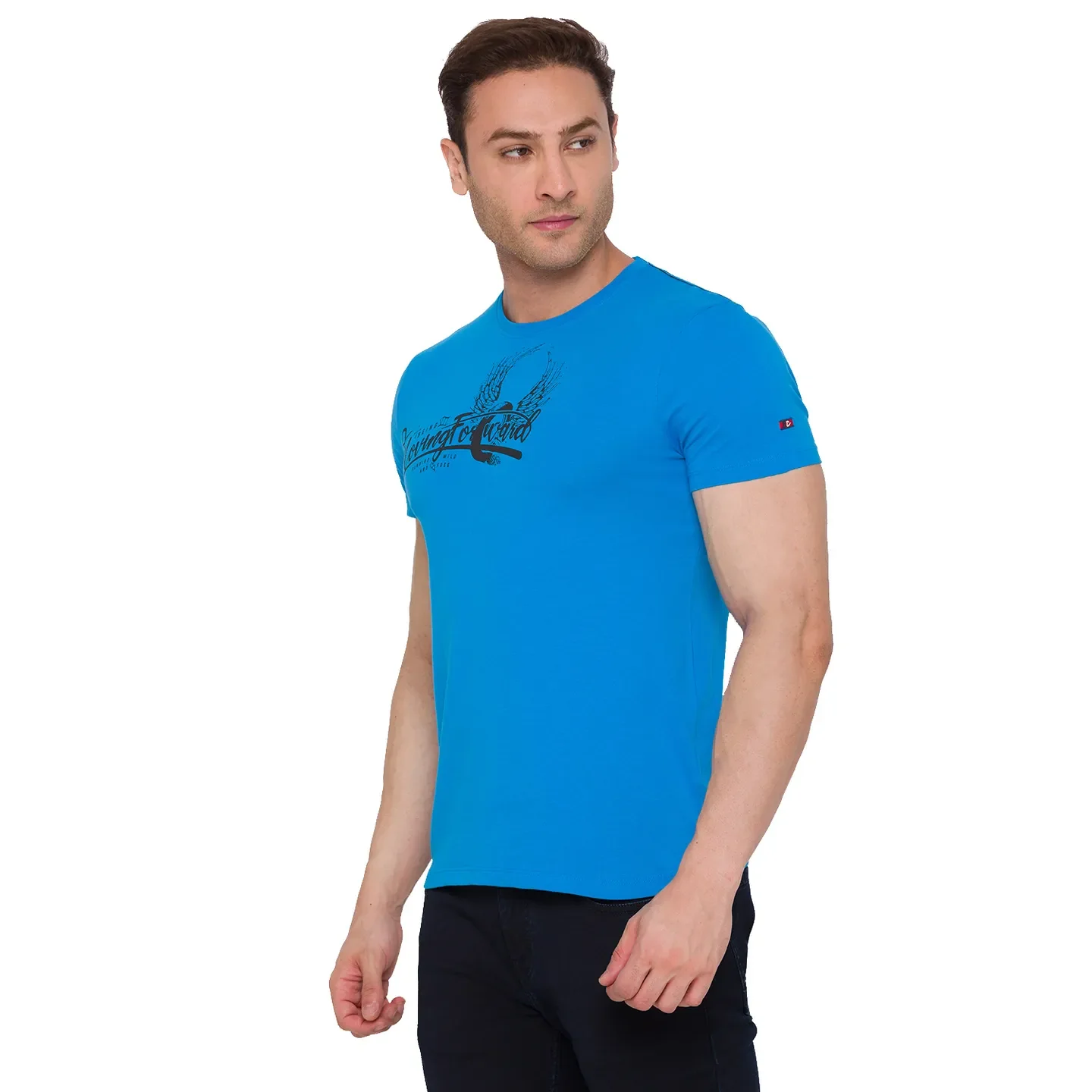 Turquoise Regular Fit Round Neck Men's T-Shirt by Being Human Clothing - Image 3