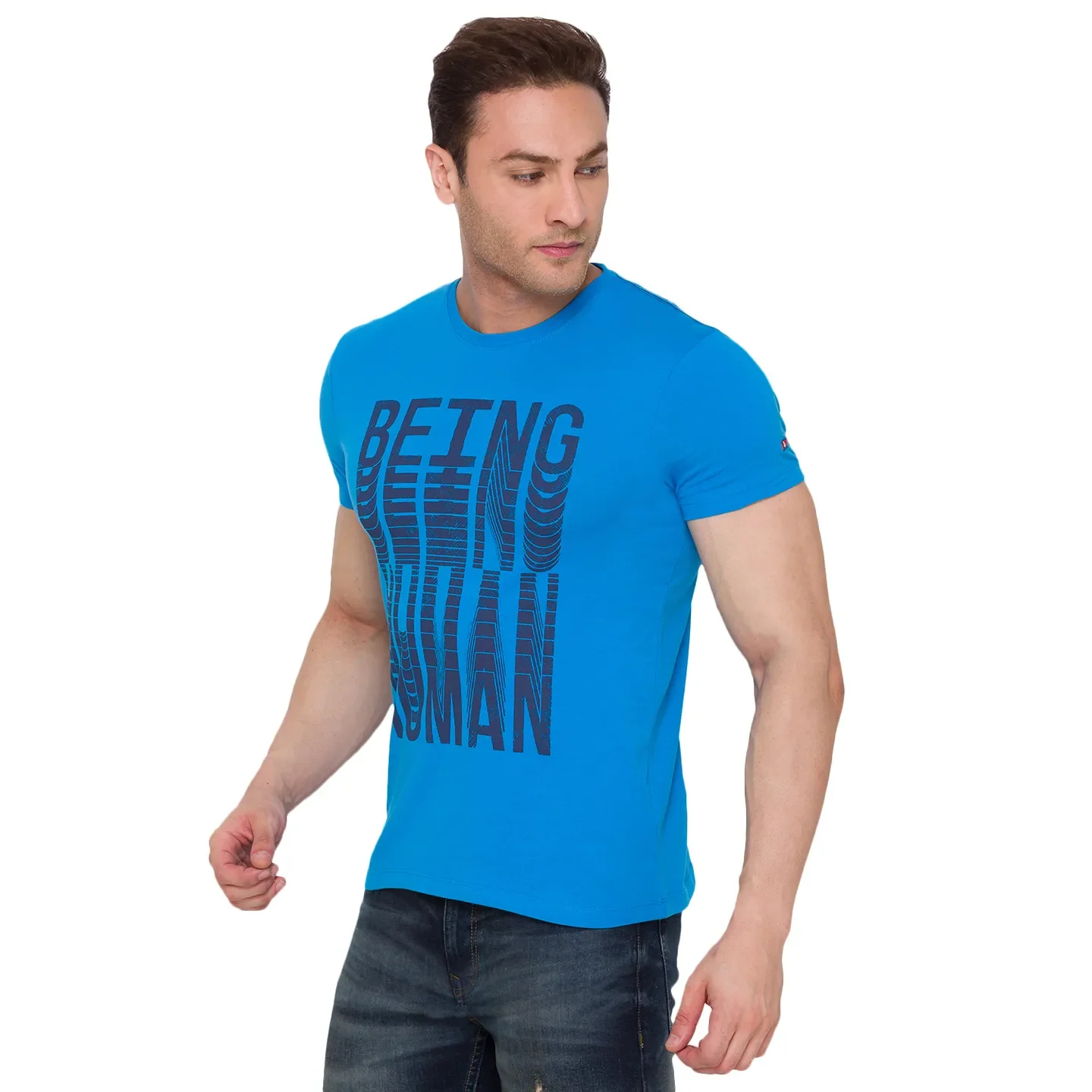 Blue Regular Fit Men's Short Sleeves T-Shirt by Being Human Clothing - Image 2