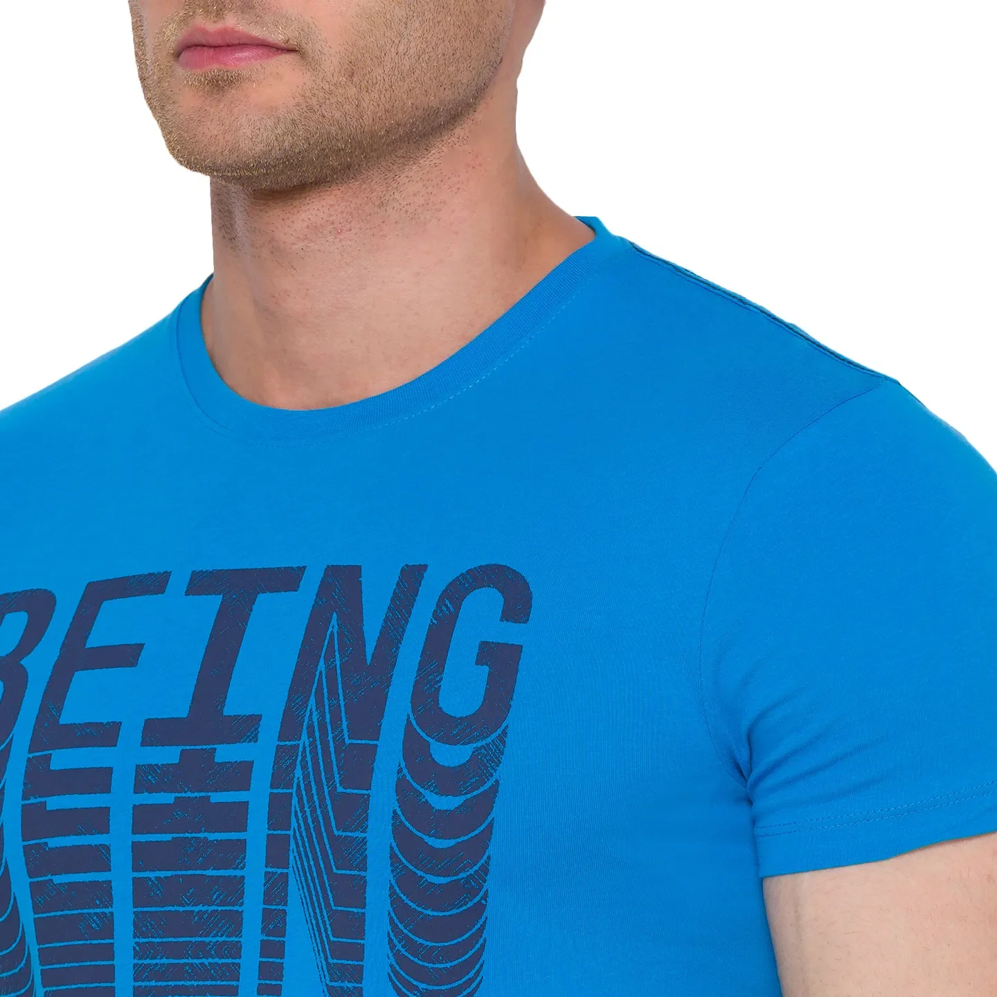 Blue Regular Fit Men's Short Sleeves T-Shirt by Being Human Clothing - Image 3