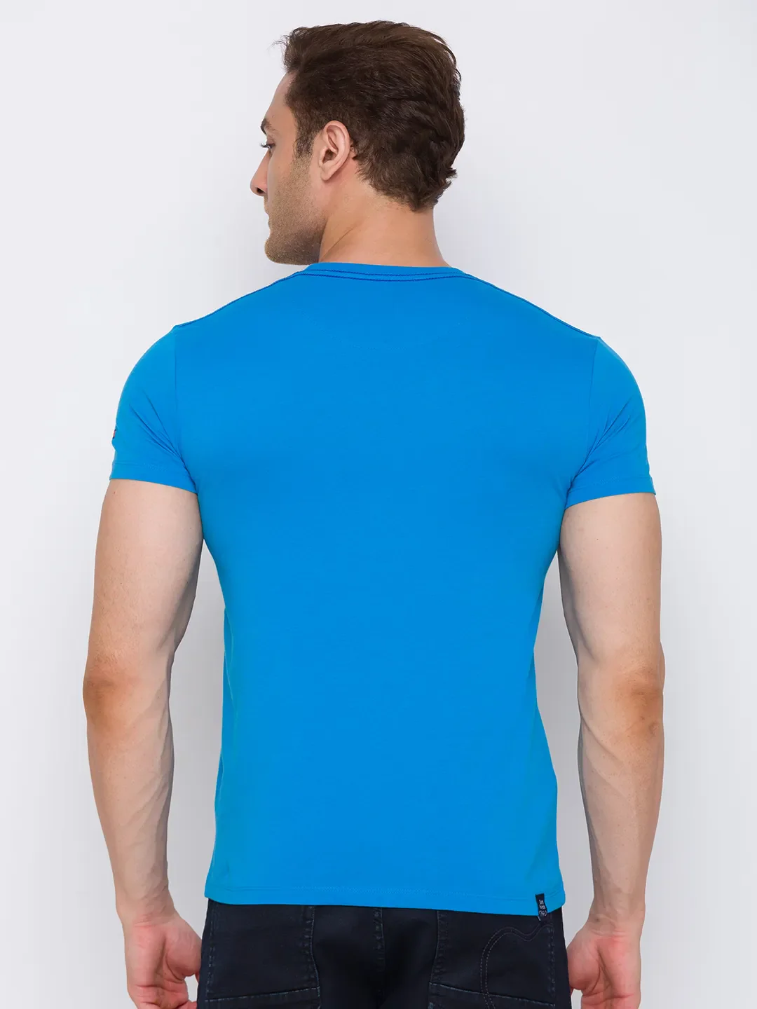 Blue Regular Fit Men's Short Sleeves T-Shirt by Being Human Clothing - Image 3