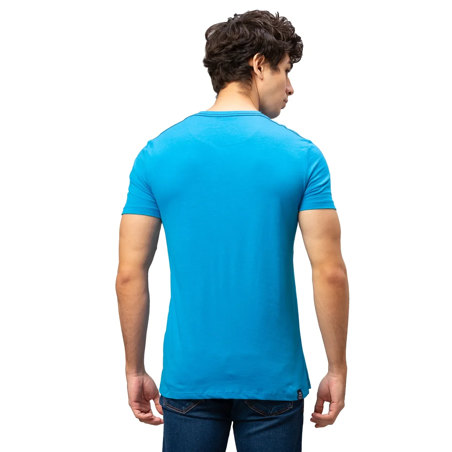 Blue Regular Fit Men's Short Sleeves T-Shirt by Being Human Clothing - Image 3