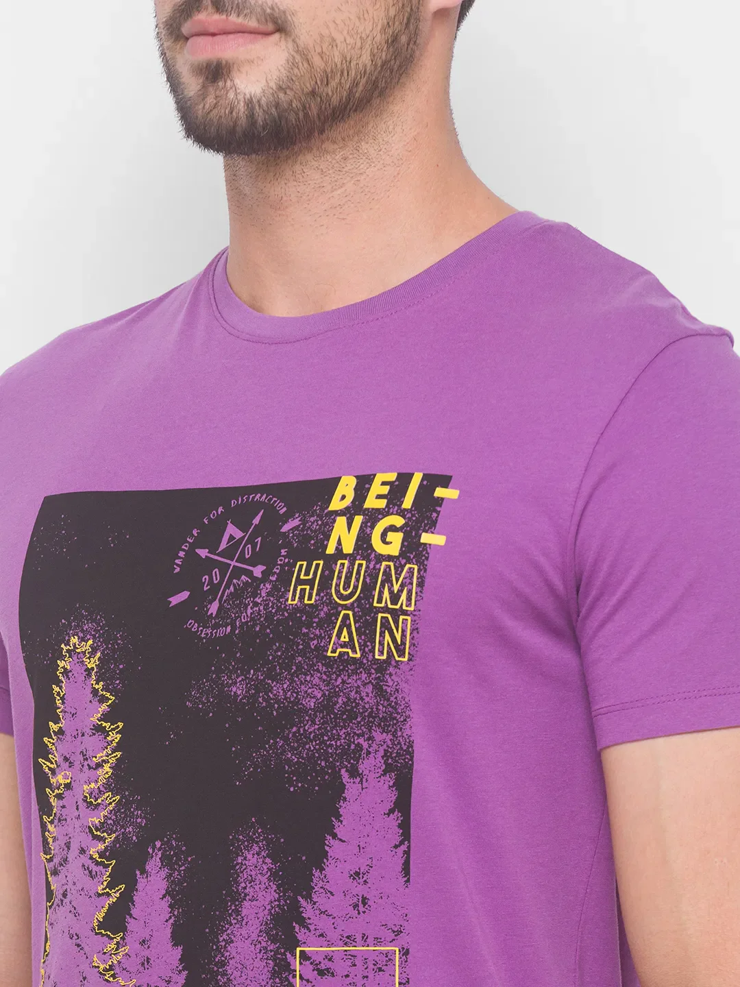 Purple Regular Fit Men's Short Sleeves T-Shirt by Being Human Clothing - Image 2