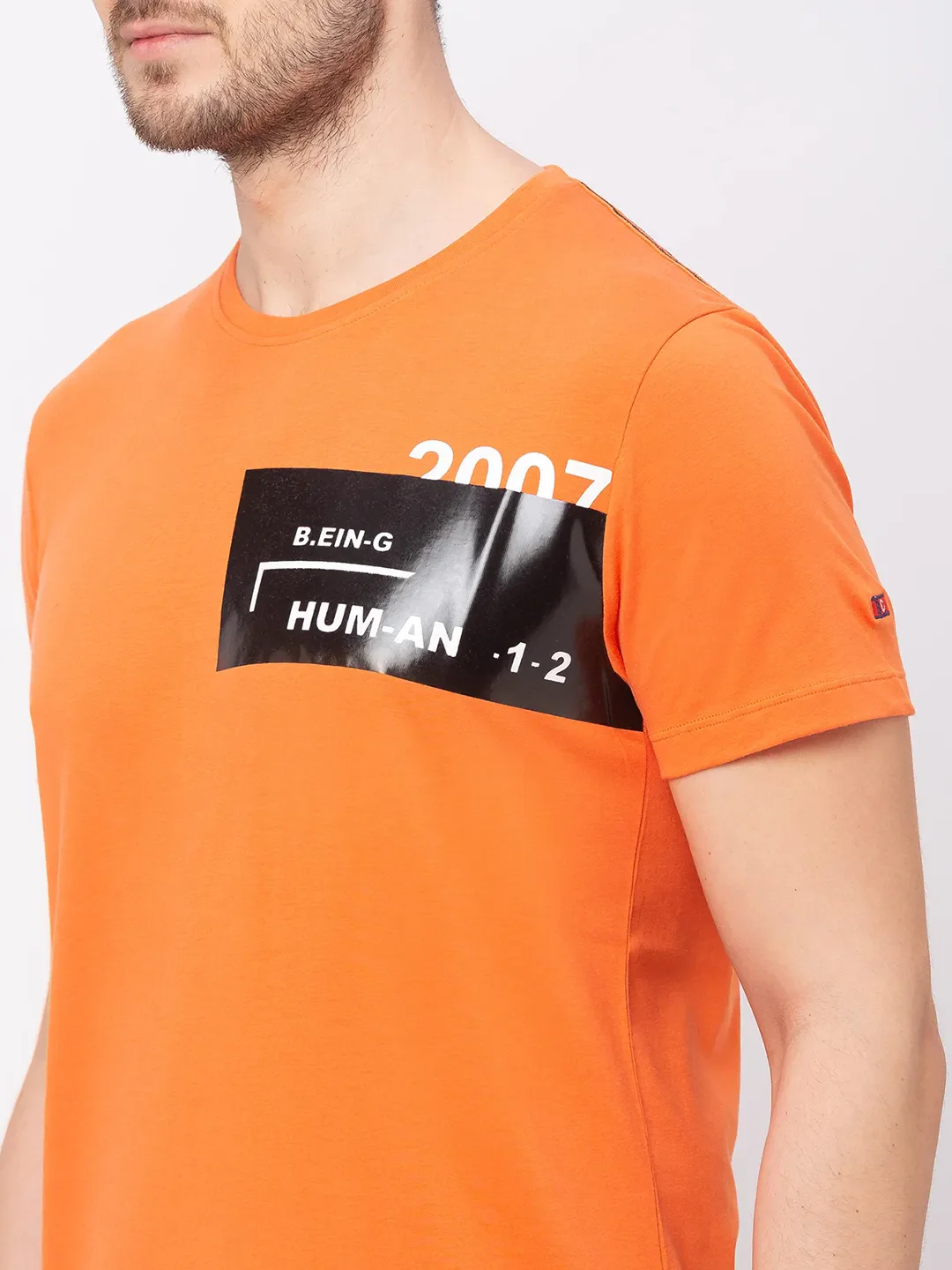 Orange Regular Fit Men's Short Sleeves T-Shirt by Being Human Clothing - Image 3