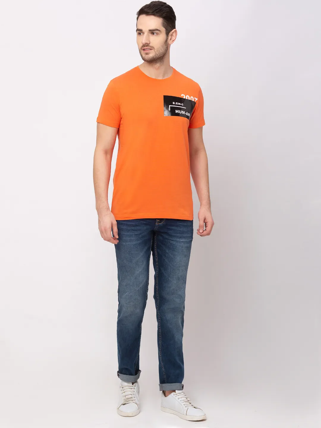 Orange Regular Fit Men's Short Sleeves T-Shirt by Being Human Clothing - Image 5