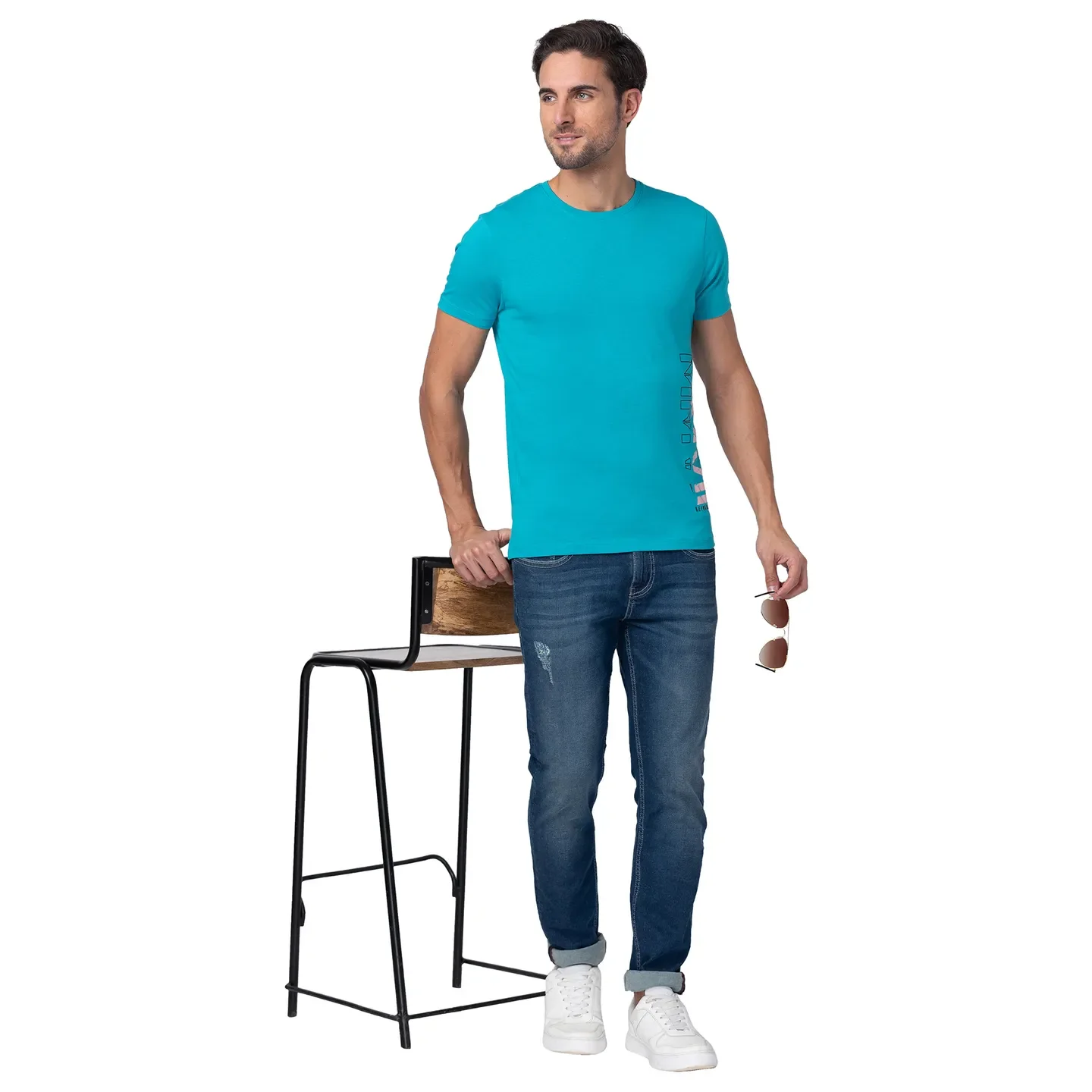 Viridian Green Regular Fit Round Neck Men's T-Shirt by Being Human Clothing - Image 6