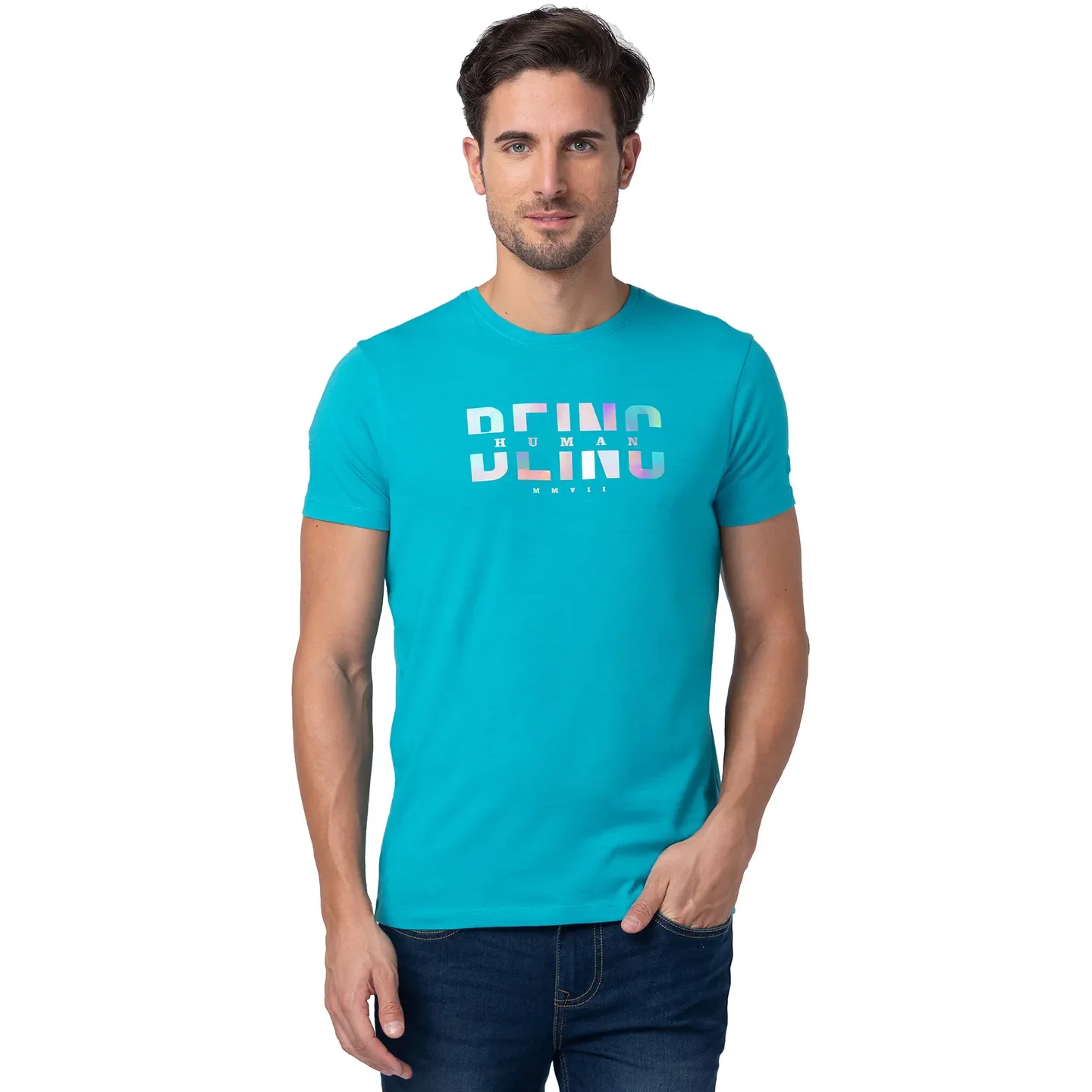 Green Regular Fit Men's Short Sleeves T-Shirt by Being Human Clothing