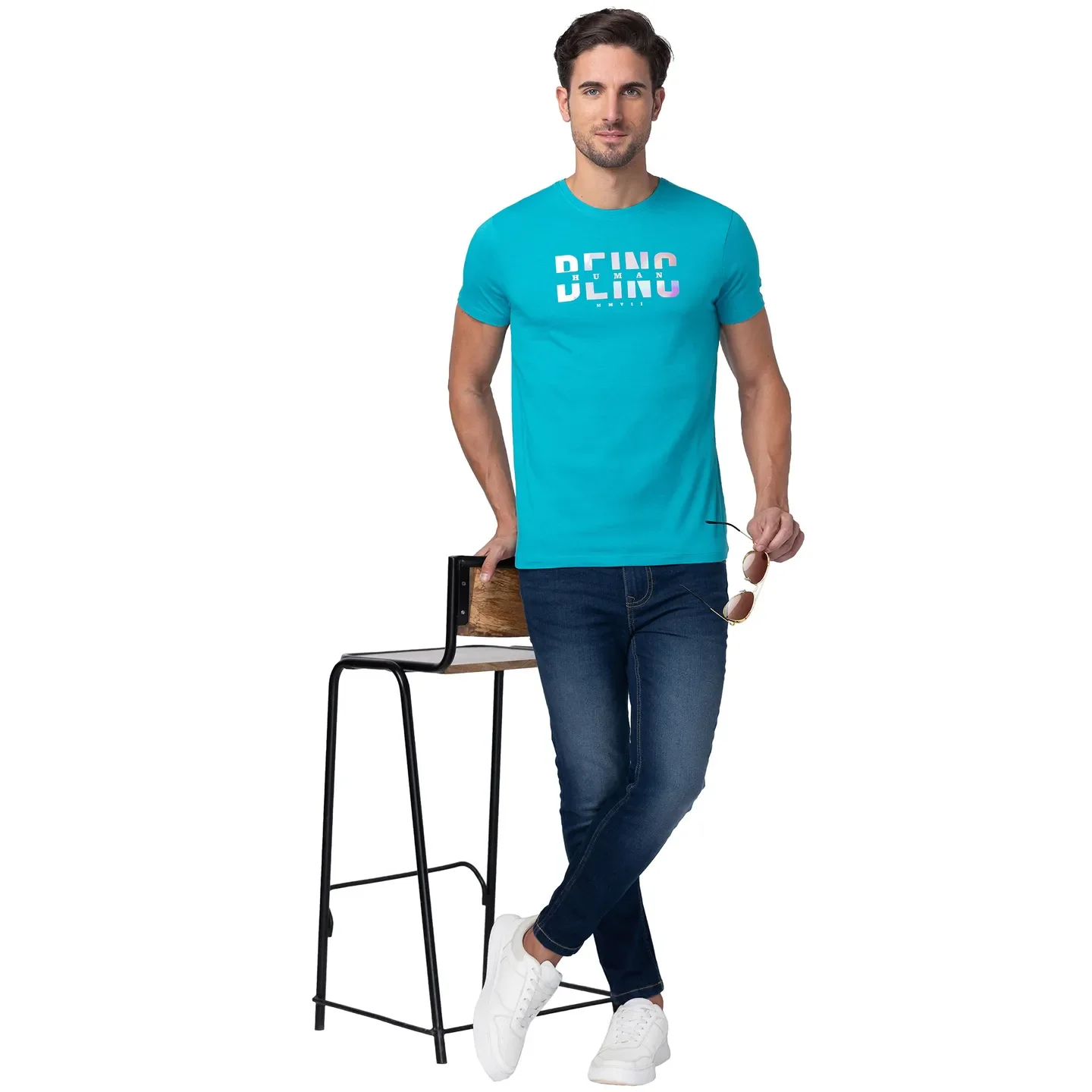 Green Regular Fit Men's Short Sleeves T-Shirt by Being Human Clothing - Image 6