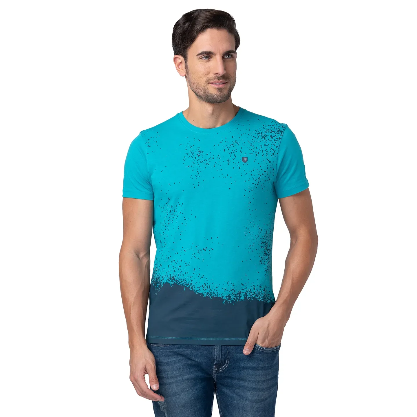 Viridian Green Regular Fit Round Neck Men's T-Shirt by Being Human Clothing