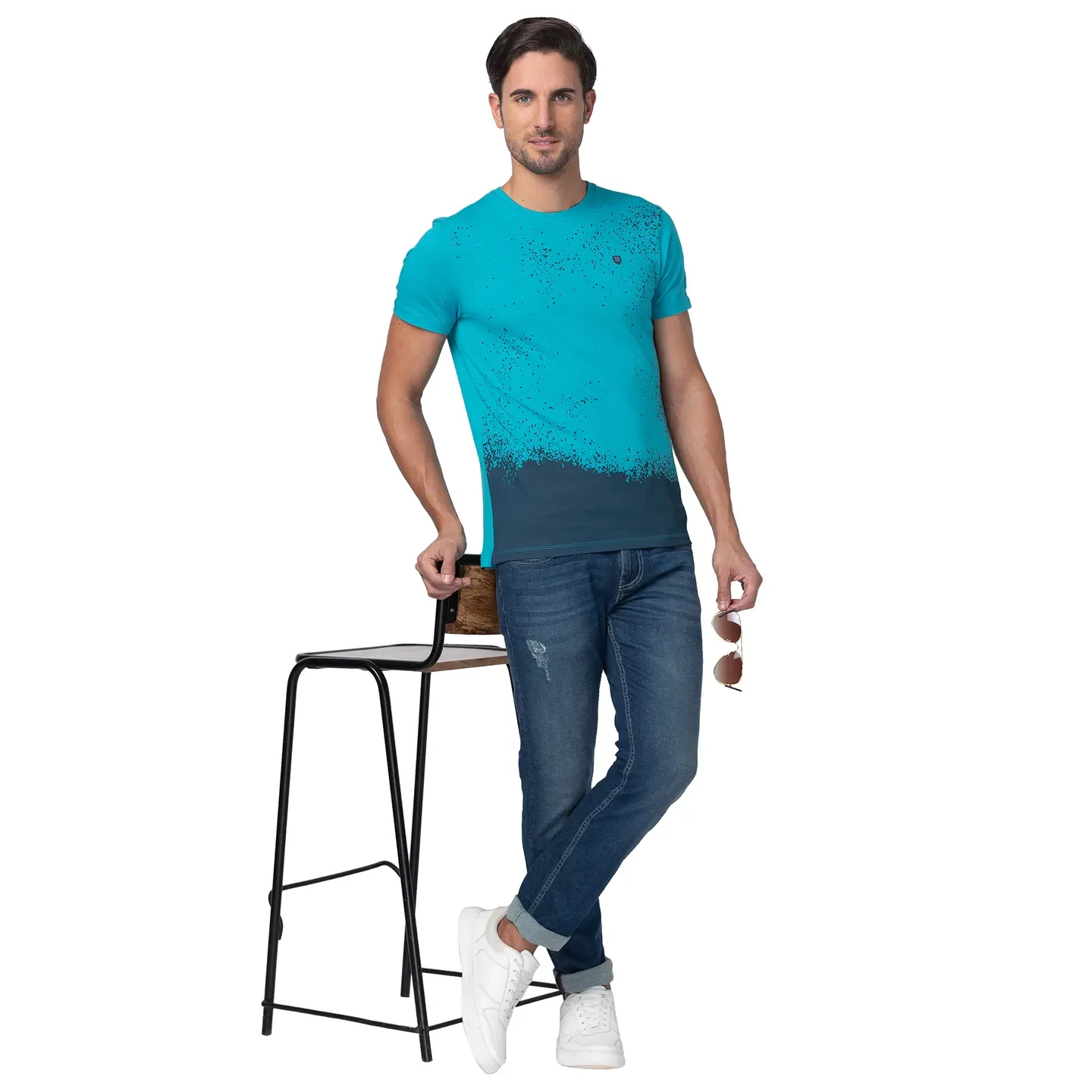 Viridian Green Regular Fit Round Neck Men's T-Shirt by Being Human Clothing - Image 6