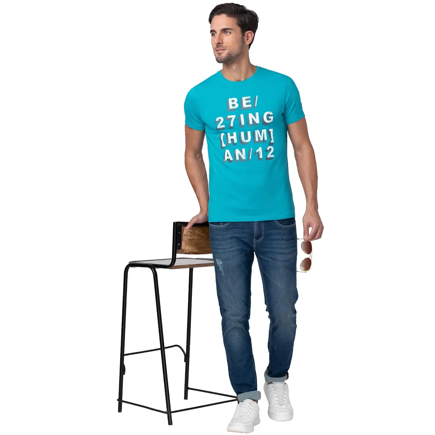 Viridian Green Regular Fit Round Neck Men's T-Shirt by Being Human Clothing - Image 6
