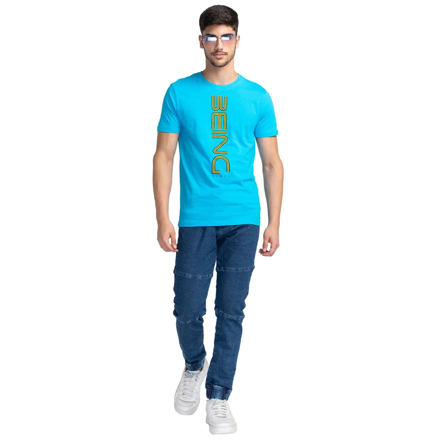 Blue Regular Fit Men's Short Sleeves T-Shirt by Being Human Clothing - Image 6
