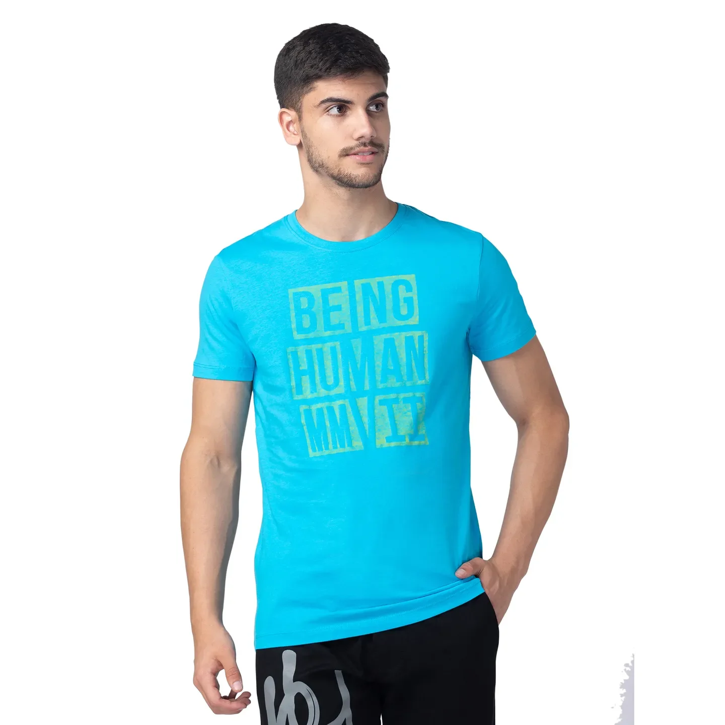 Blue Regular Fit Men's Short Sleeves T-Shirt by Being Human Clothing