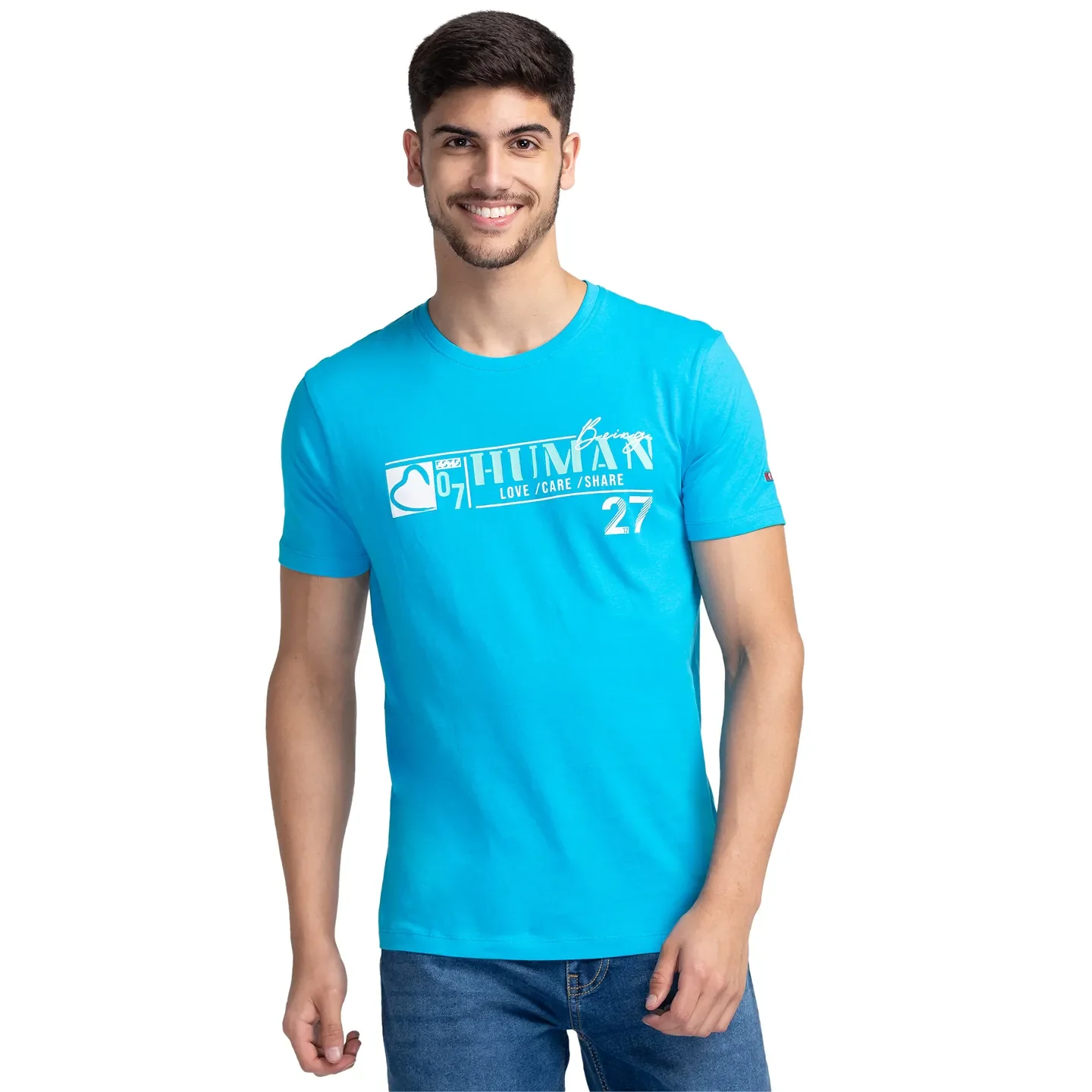 Blue Regular Fit Men's Short Sleeves T-Shirt by Being Human Clothing