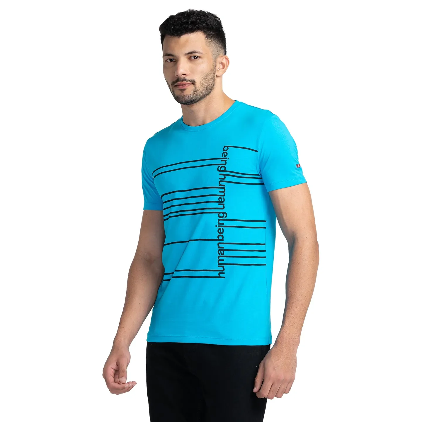 Blue Regular Fit Men's Short Sleeves T-Shirt by Being Human Clothing - Image 4