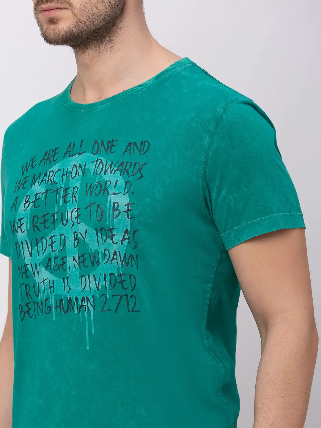 Vivid Green Regular Fit Round Neck Men's T-Shirt by Being Human Clothing - Image 3
