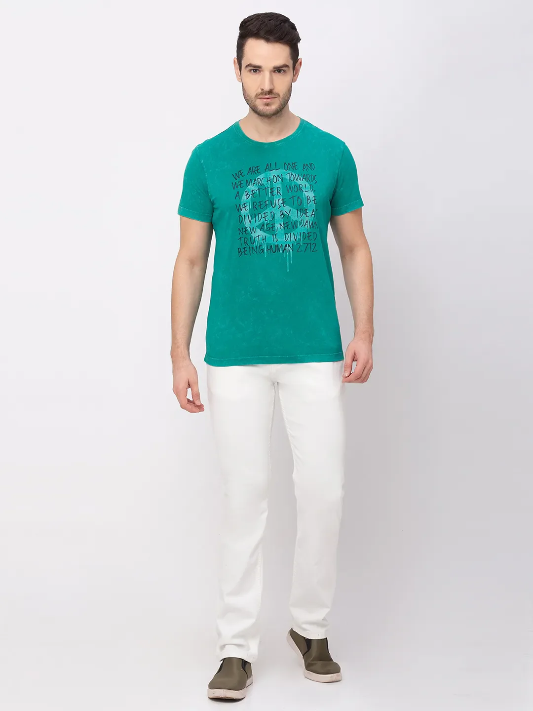 Vivid Green Regular Fit Round Neck Men's T-Shirt by Being Human Clothing - Image 5