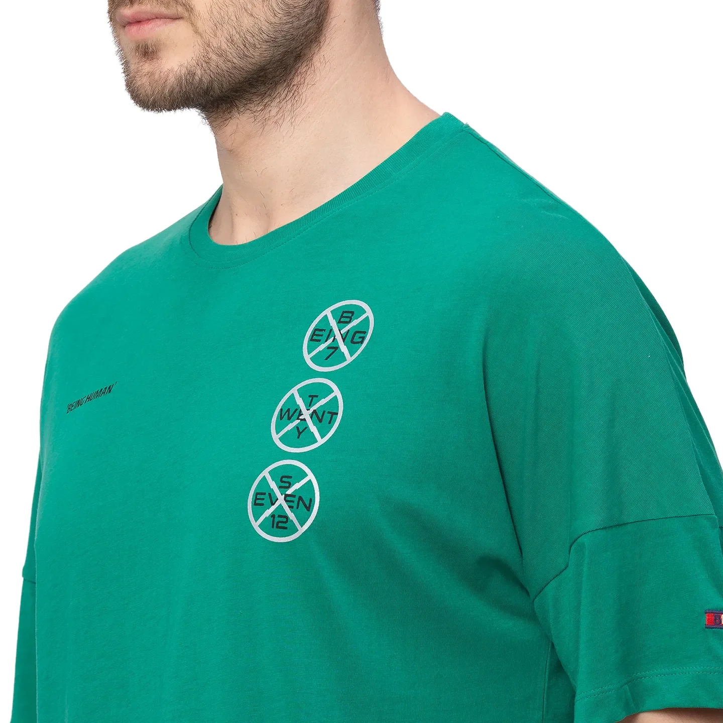 Vivid Green Regular Fit Round Neck Men's T-Shirt by Being Human Clothing - Image 3