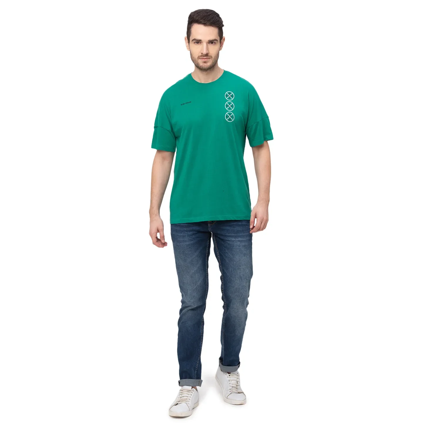 Vivid Green Regular Fit Round Neck Men's T-Shirt by Being Human Clothing - Image 4