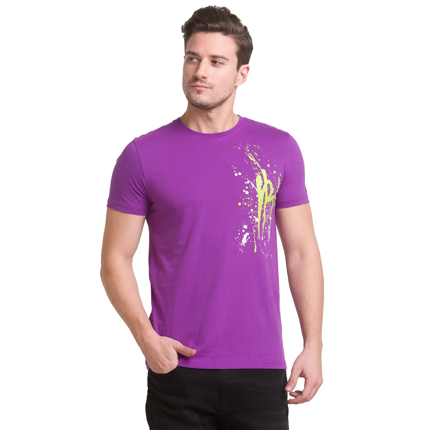 Voilet Regular Fit Round Neck Men's T-Shirt by Being Human Clothing