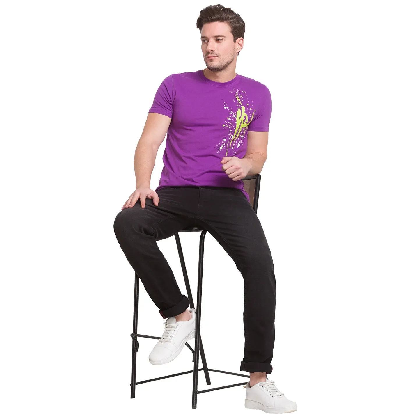Voilet Regular Fit Round Neck Men's T-Shirt by Being Human Clothing - Image 5