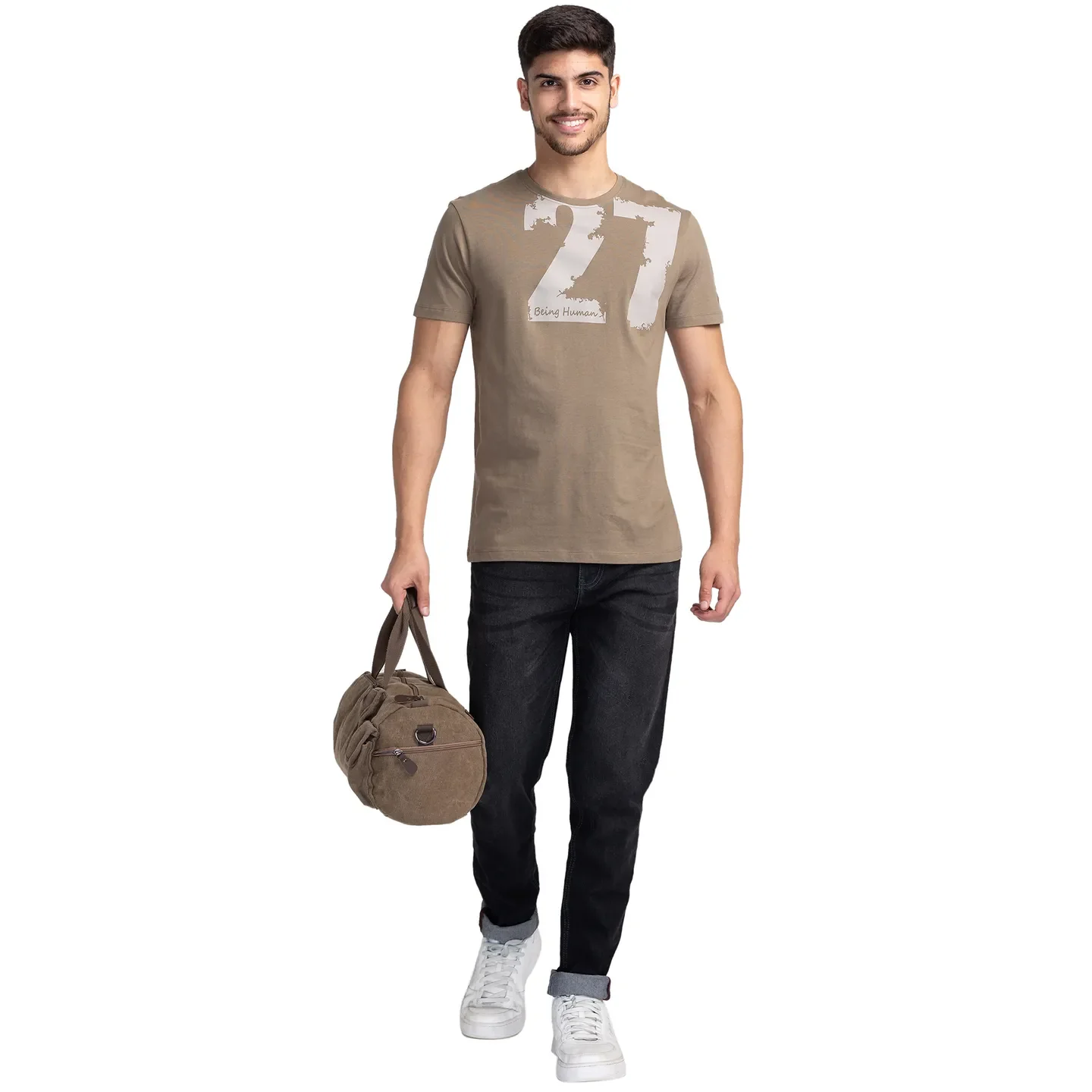 Grey Regular Fit Men's Short Sleeves T-Shirt by Being Human Clothing - Image 6