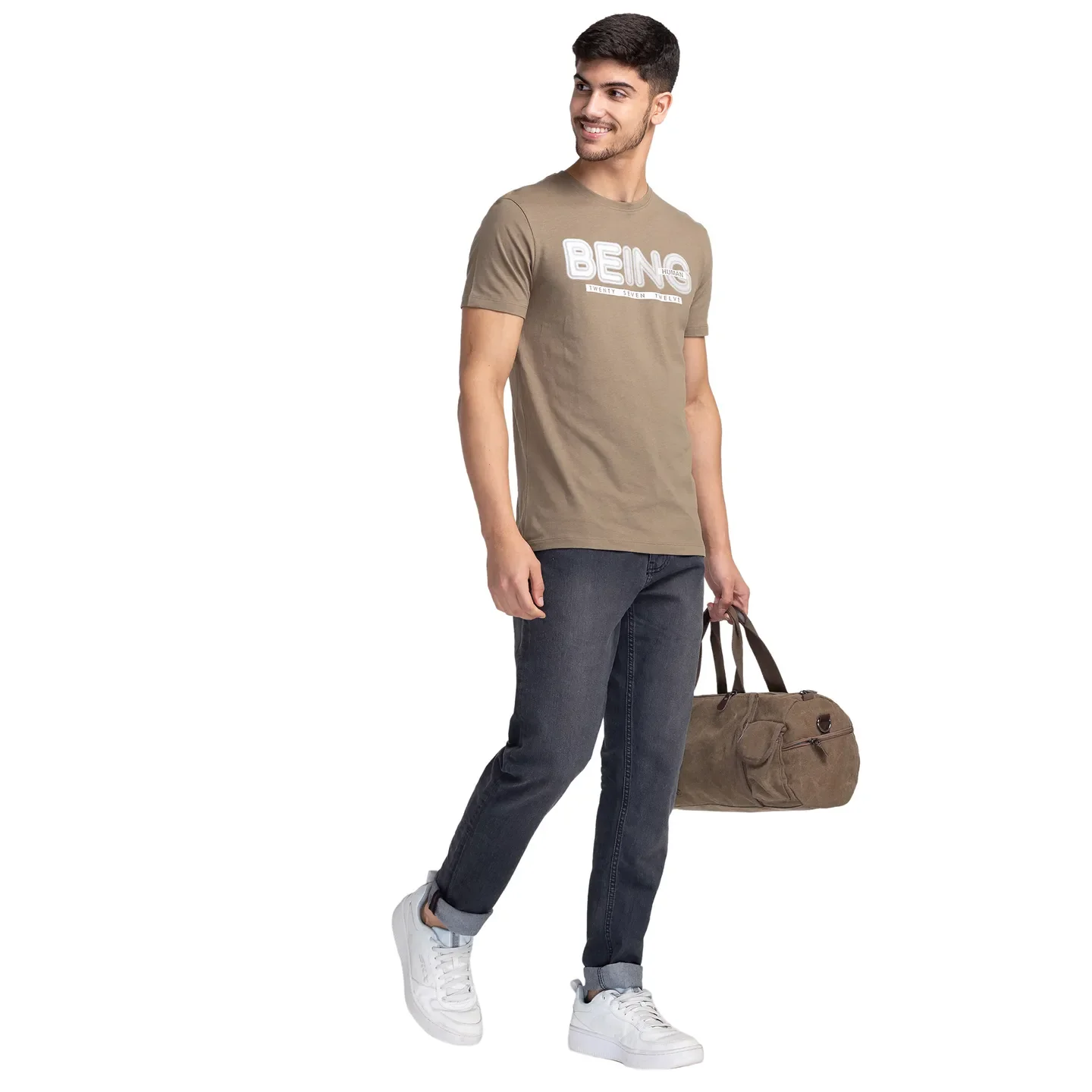 Grey Regular Fit Men's Short Sleeves T-Shirt by Being Human Clothing - Image 6