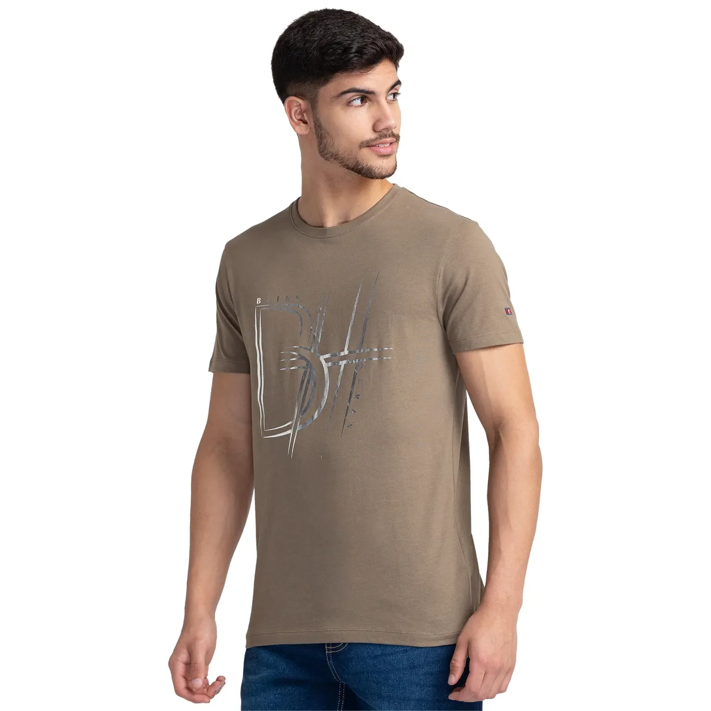 Grey Regular Fit Men's Short Sleeves T-Shirt by Being Human Clothing - Image 4