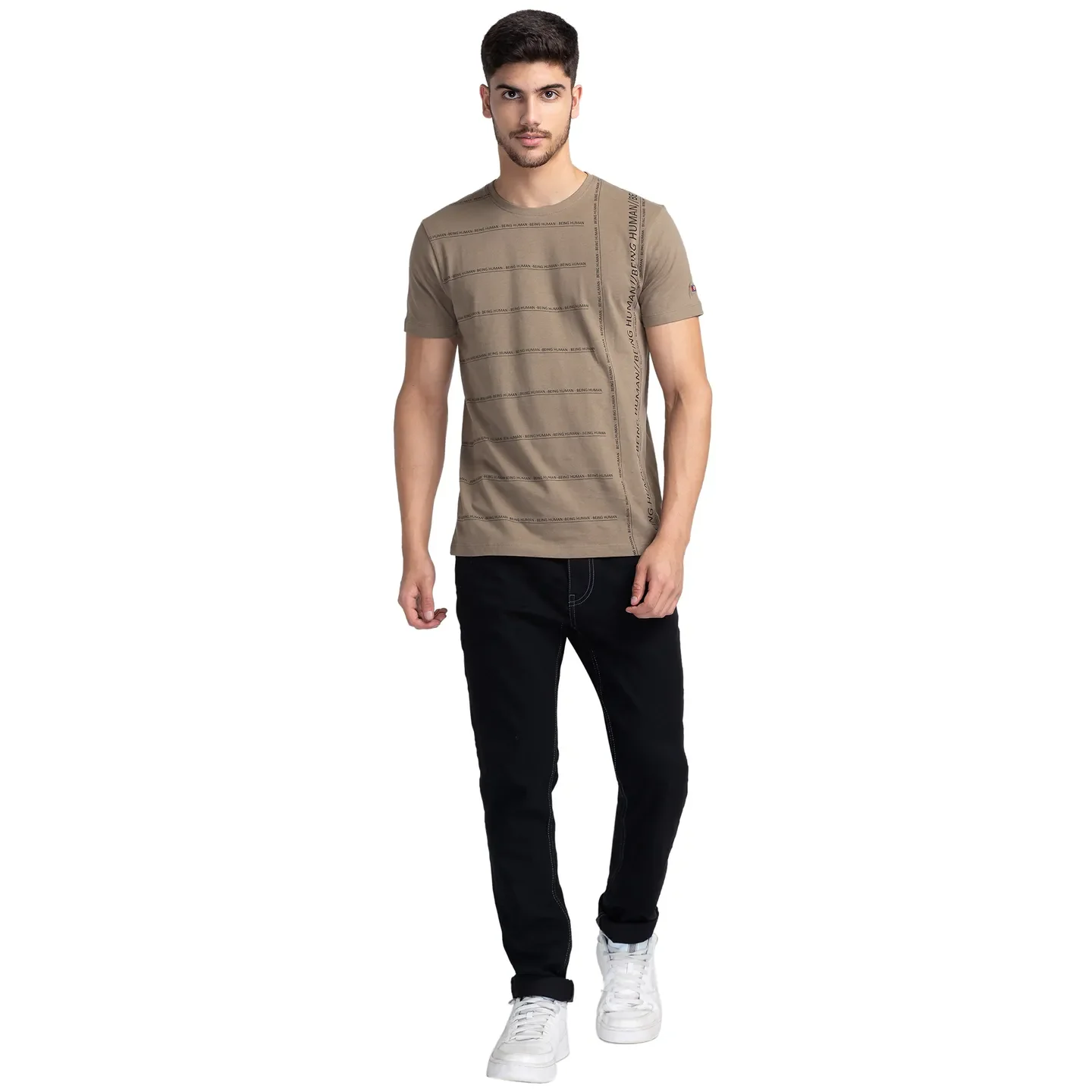 Grey Regular Fit Men's Short Sleeves T-Shirt by Being Human Clothing - Image 2