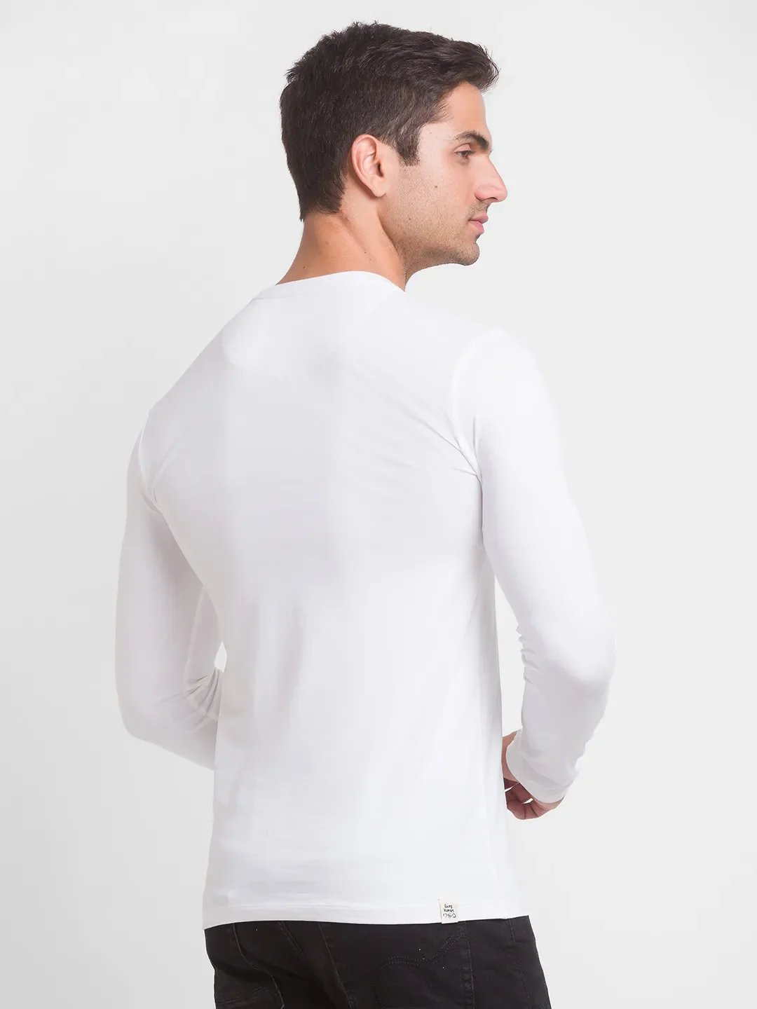 White Regular Fit Men's Long Sleeves T-Shirt by Being Human Clothing - Image 3