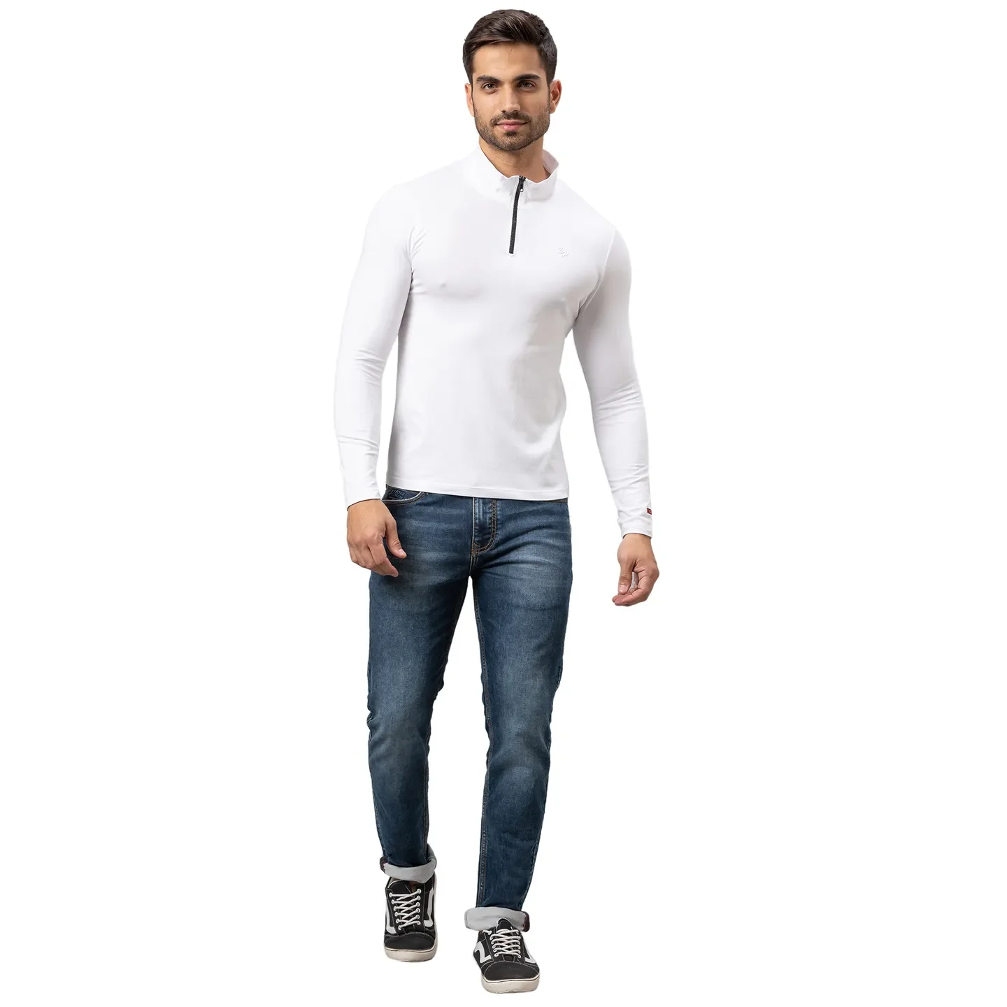 White Regular Fit Men's Long Sleeves T-Shirt by Being Human Clothing - Image 2