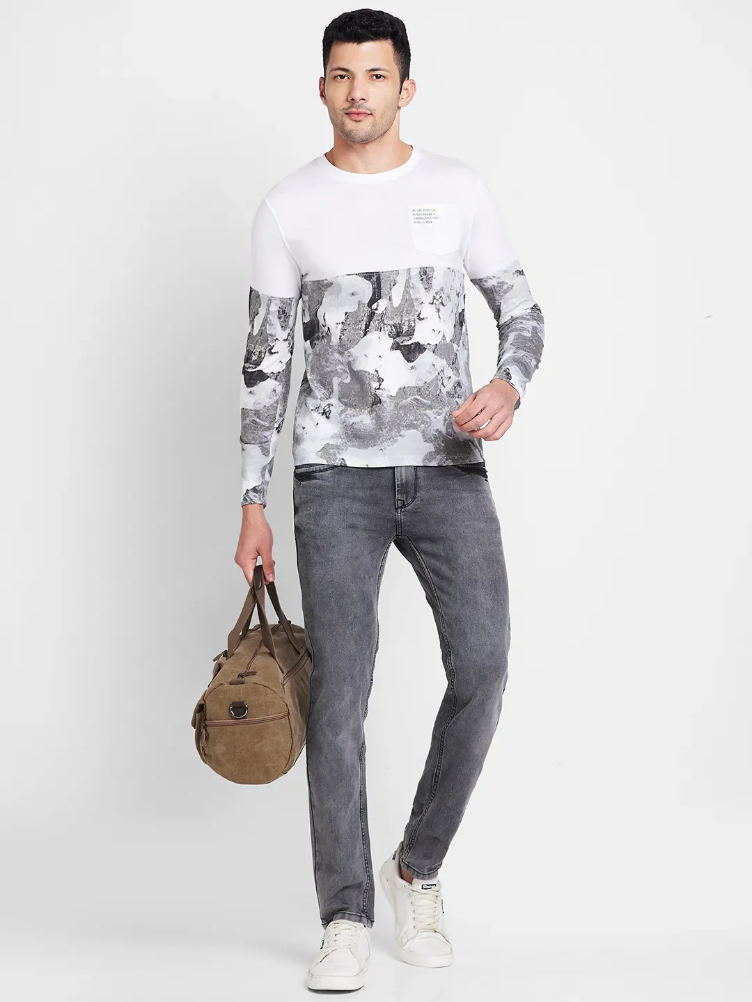 White Regular Fit Round Neck Men's T-Shirt by Being Human Clothing - Image 5