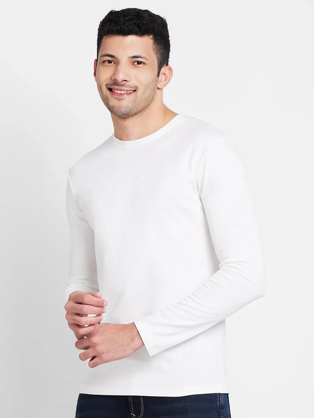 White Regular Fit Men's Long Sleeves T-Shirt by Being Human Clothing - Image 4
