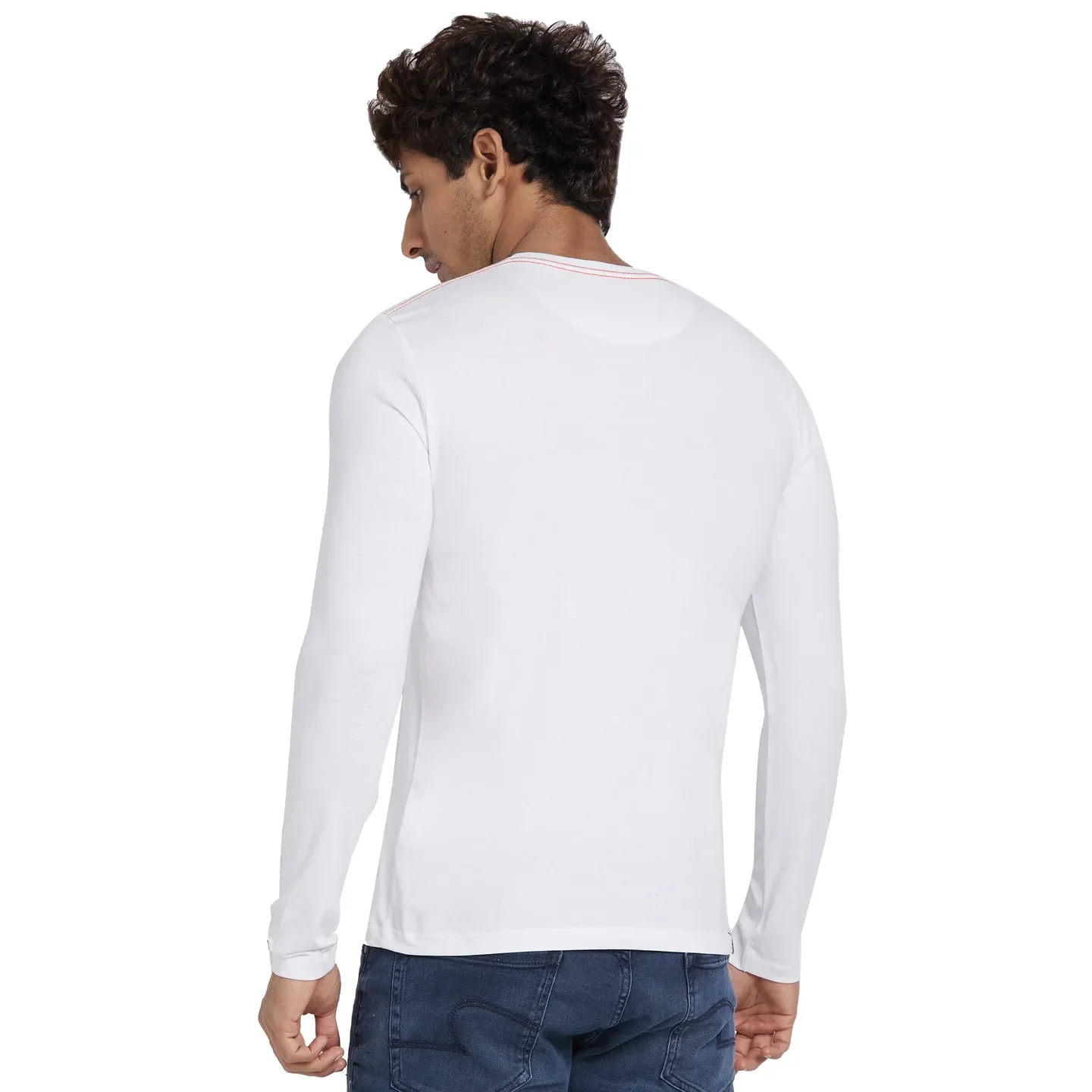White Regular Fit Men's Long Sleeves T-Shirt by Being Human Clothing - Image 3