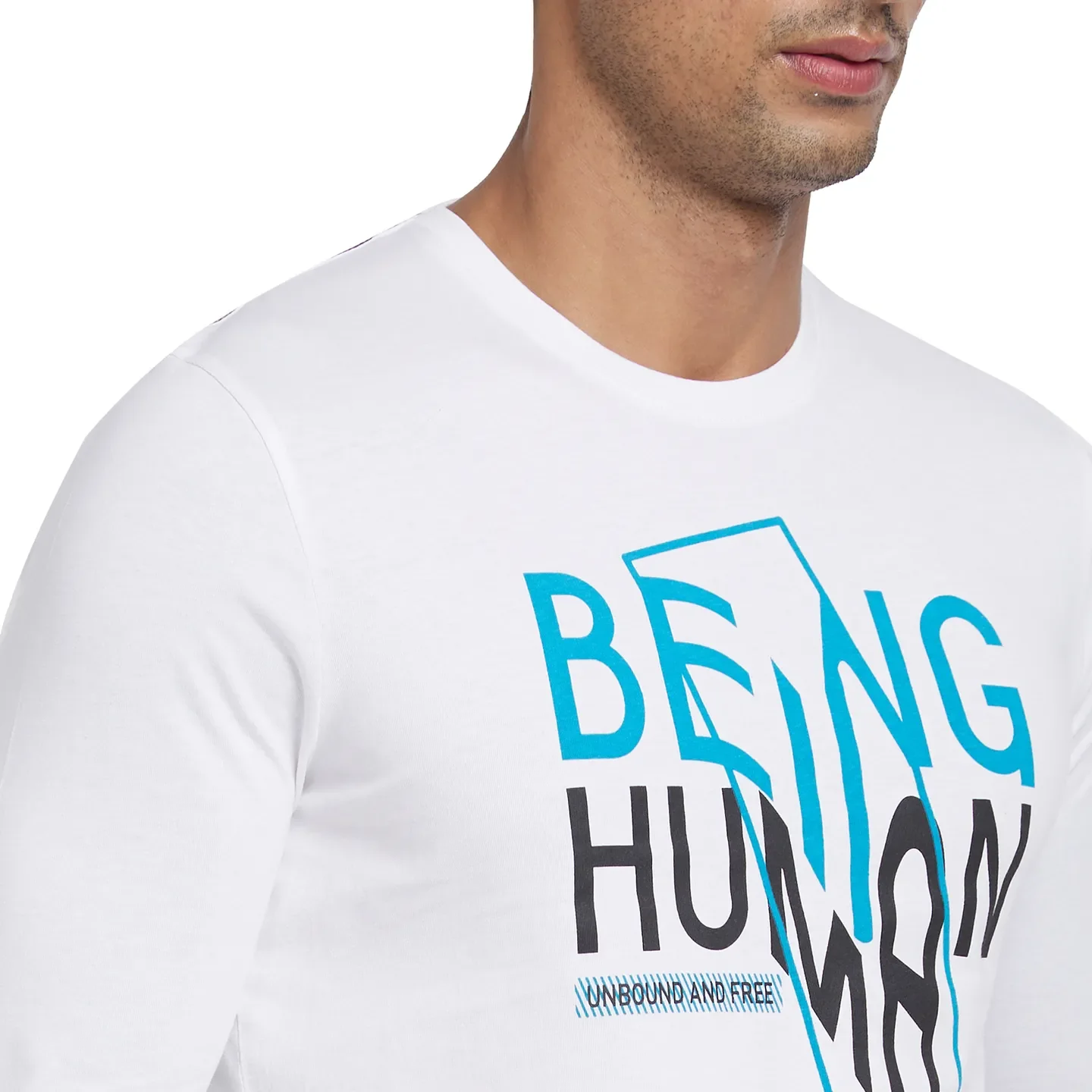White Regular Fit Men's Long Sleeves T-Shirt by Being Human Clothing - Image 4