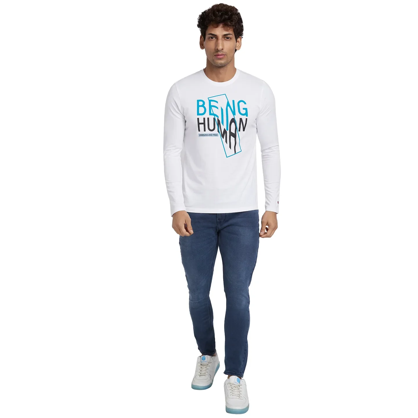White Regular Fit Men's Long Sleeves T-Shirt by Being Human Clothing - Image 5