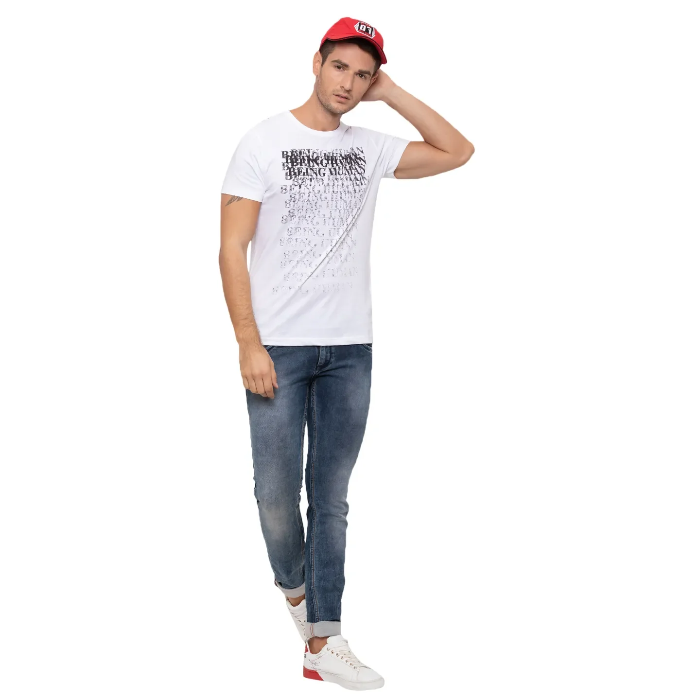 White Regular Fit Men's Short Sleeves T-Shirt by Being Human Clothing - Image 5
