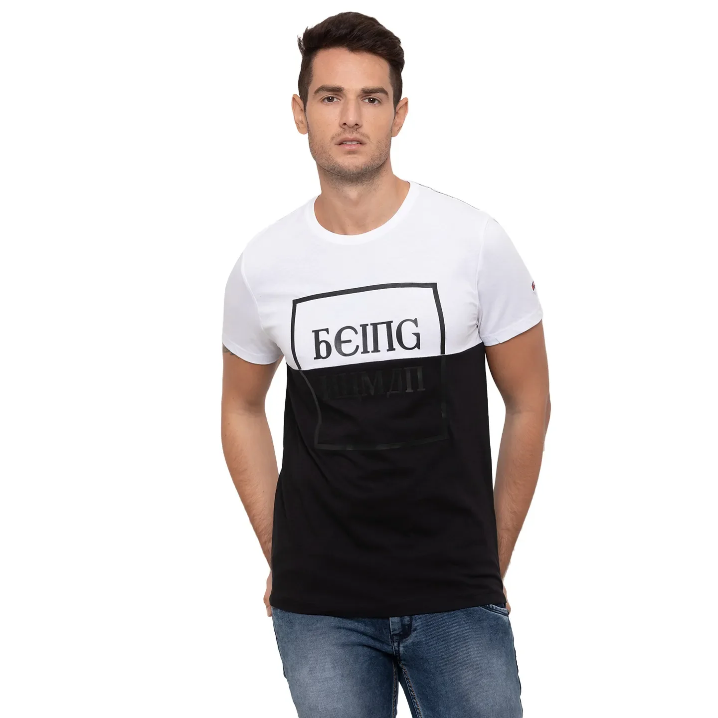 White Regular Fit Men's Short Sleeves T-Shirt by Being Human Clothing