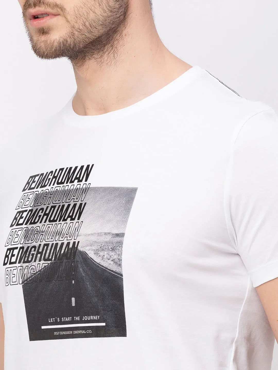 White Regular Fit Men's Short Sleeves T-Shirt by Being Human Clothing - Image 4