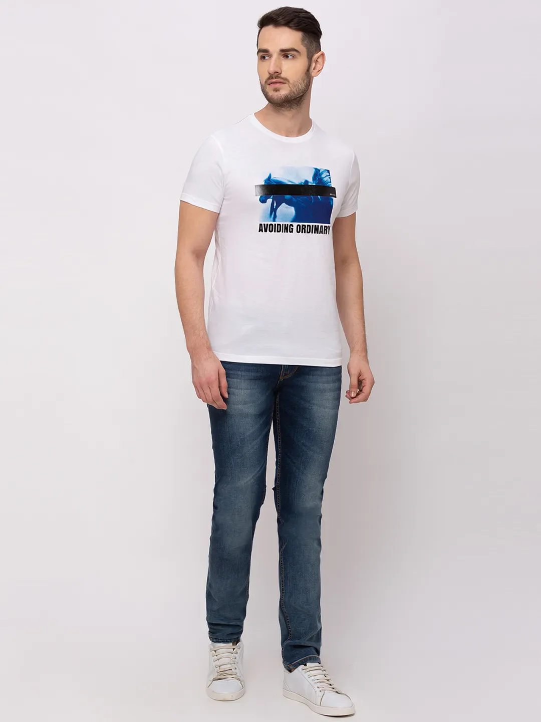White Regular Fit Men's Short Sleeves T-Shirt by Being Human Clothing - Image 6