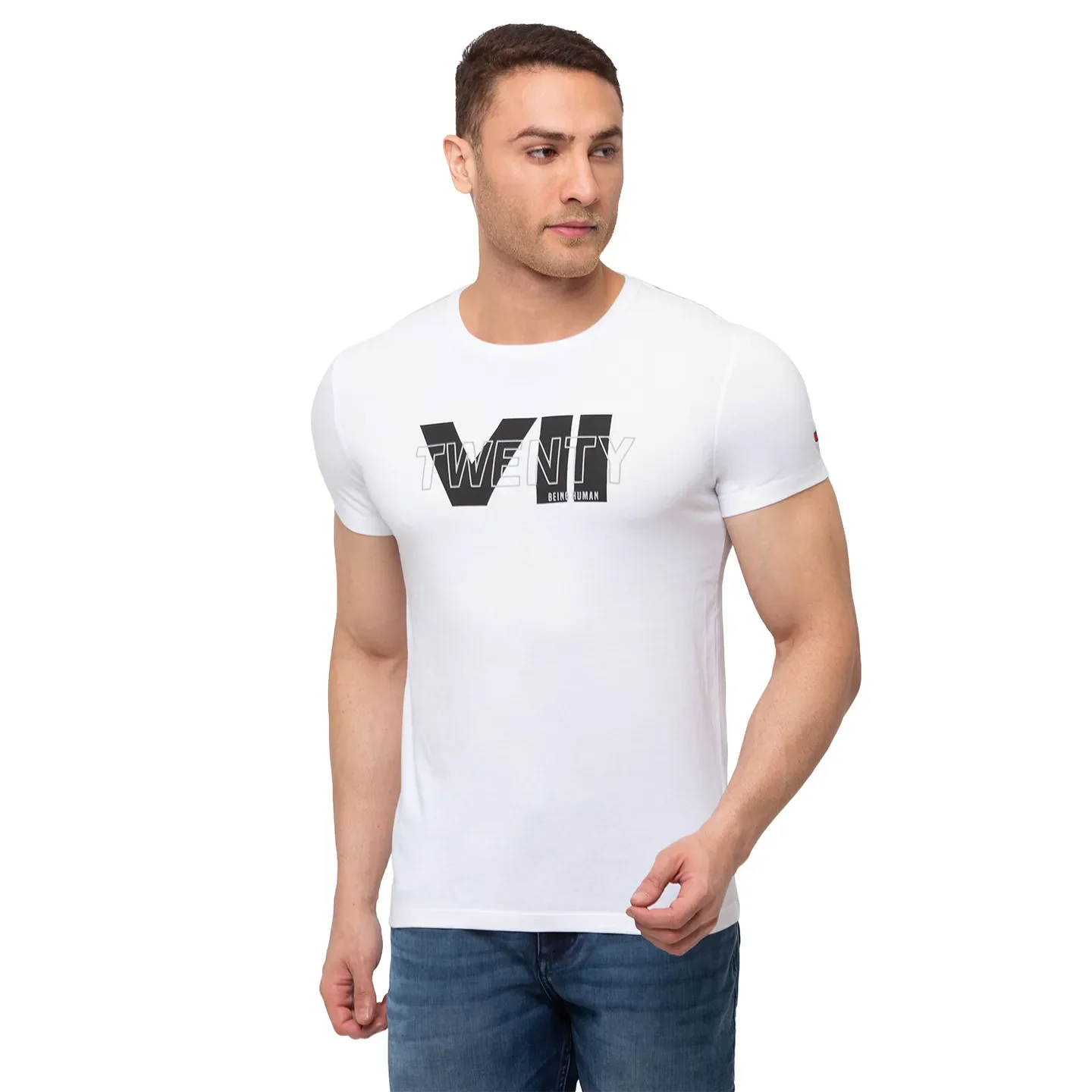 White Regular Fit Men's Short Sleeves T-Shirt by Being Human Clothing