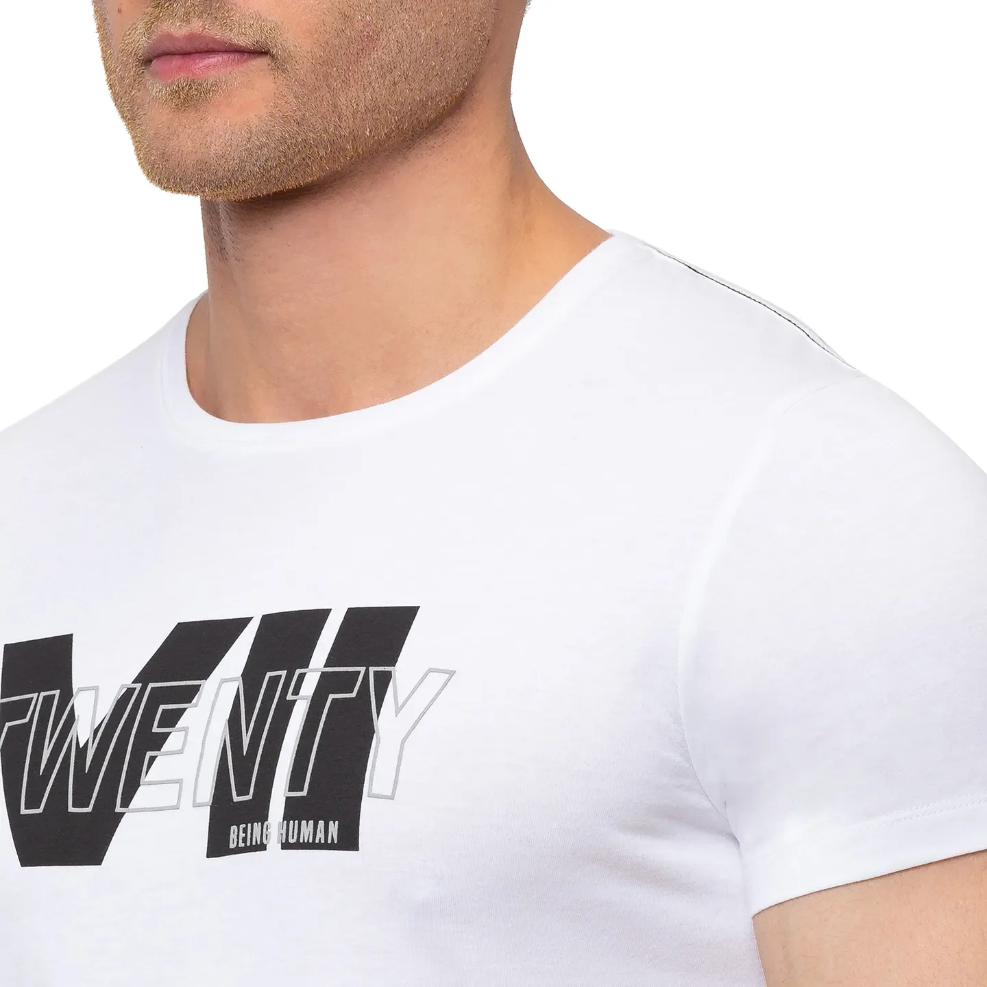 White Regular Fit Men's Short Sleeves T-Shirt by Being Human Clothing - Image 3