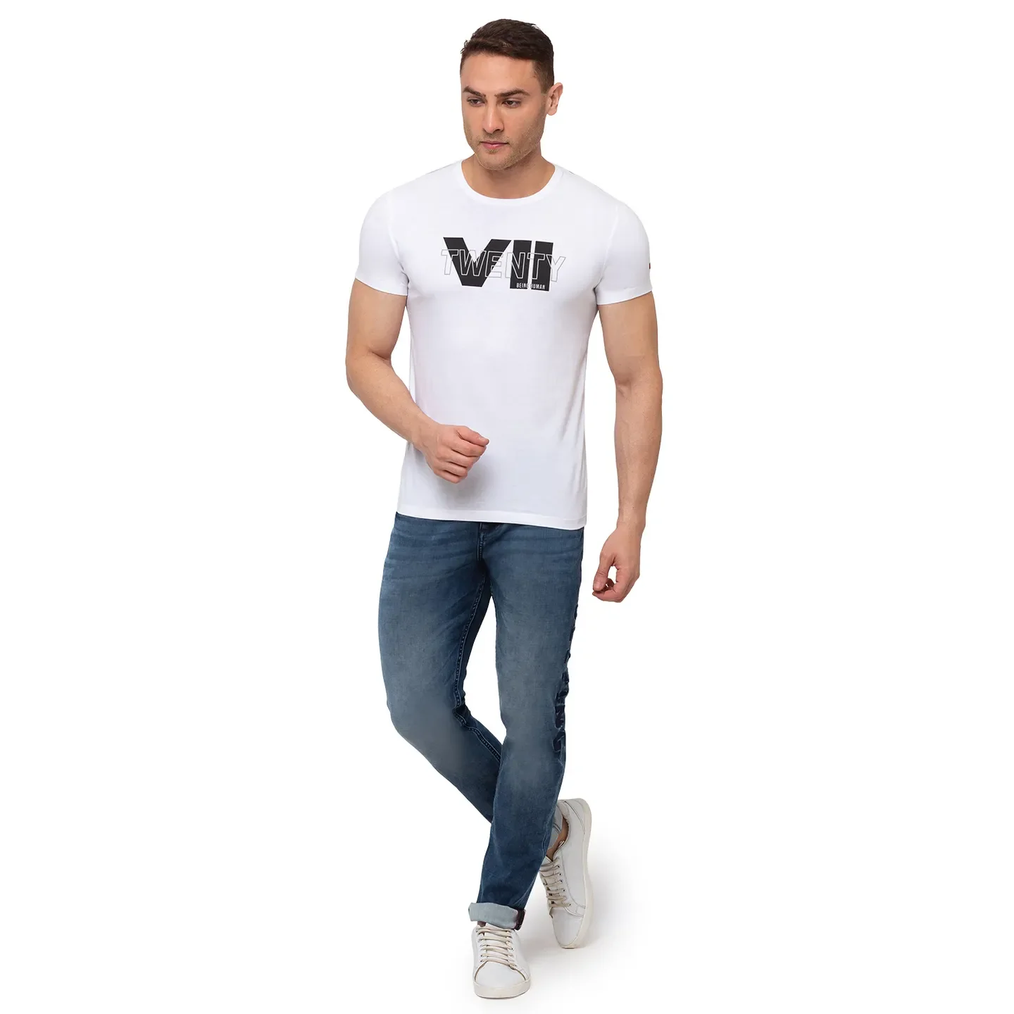 White Regular Fit Men's Short Sleeves T-Shirt by Being Human Clothing - Image 5