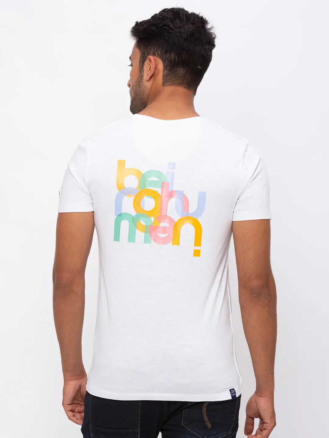 White Regular Fit Men's Short Sleeves T-Shirt by Being Human Clothing - Image 2