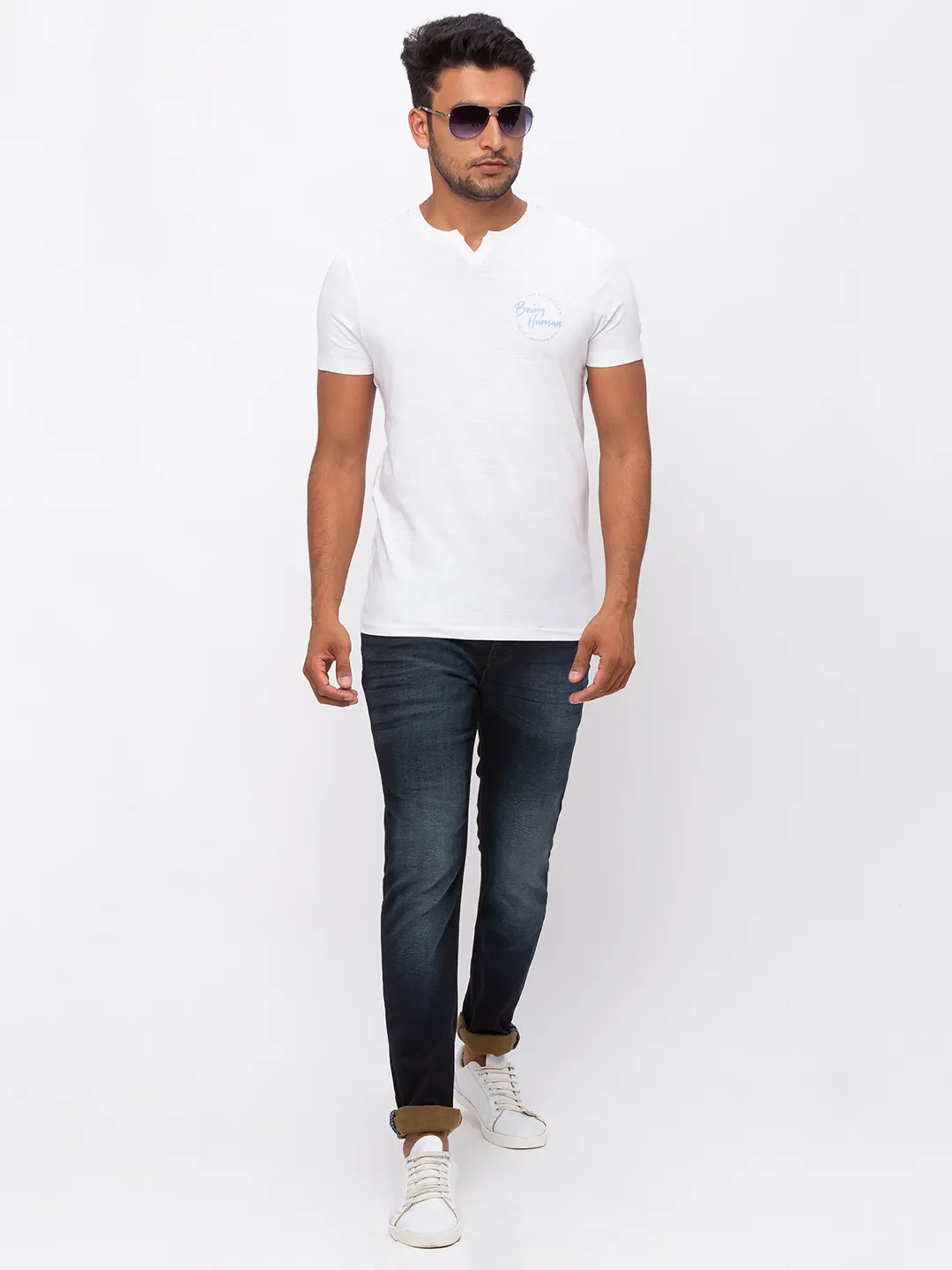 White Regular Fit Men's Short Sleeves T-Shirt by Being Human Clothing - Image 5