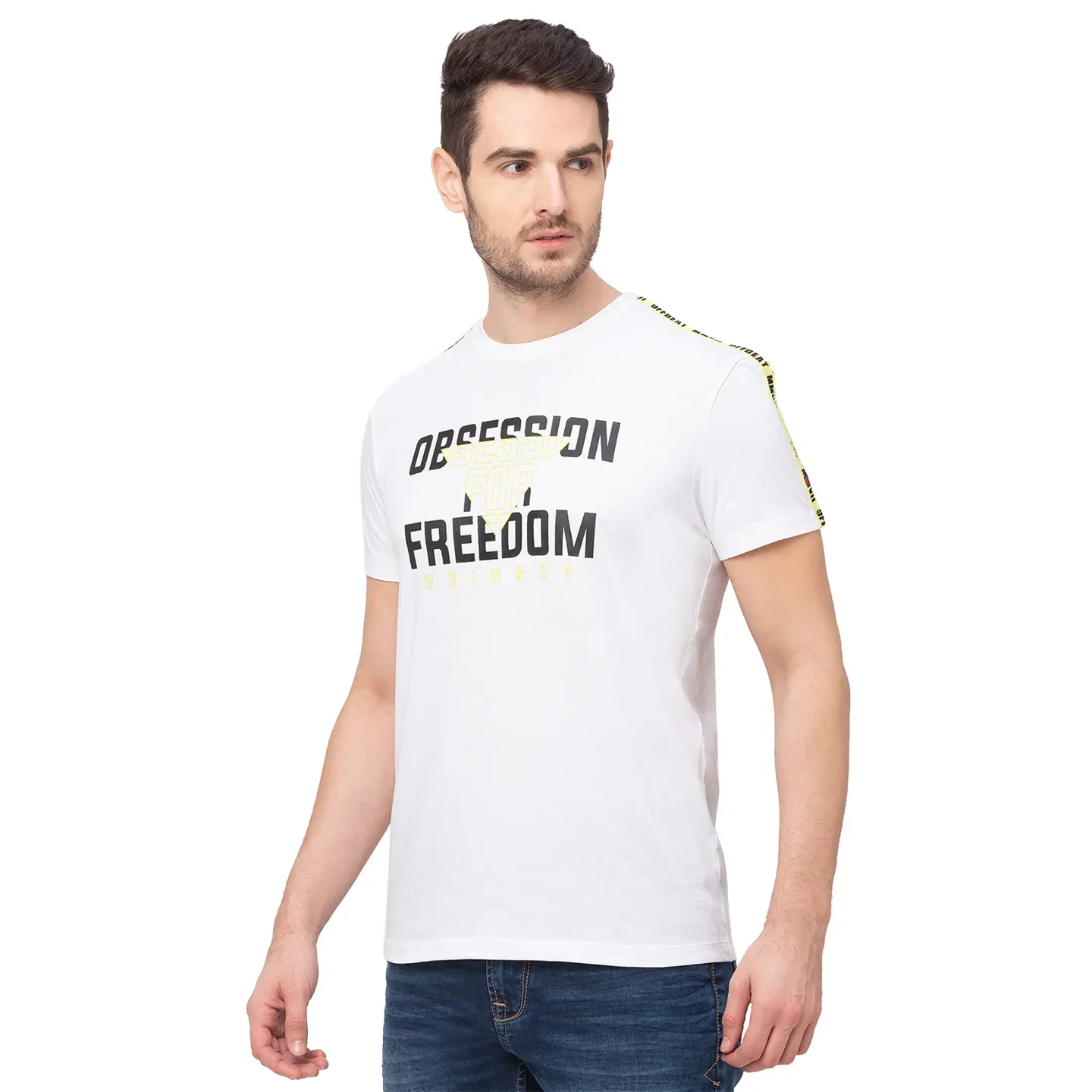 White Regular Fit Men's Short Sleeves T-Shirt by Being Human Clothing - Image 3