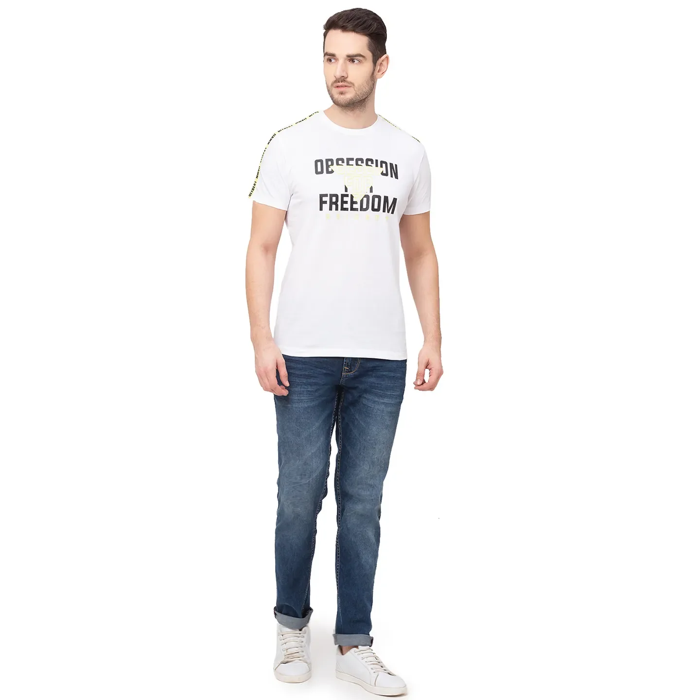 White Regular Fit Men's Short Sleeves T-Shirt by Being Human Clothing - Image 5