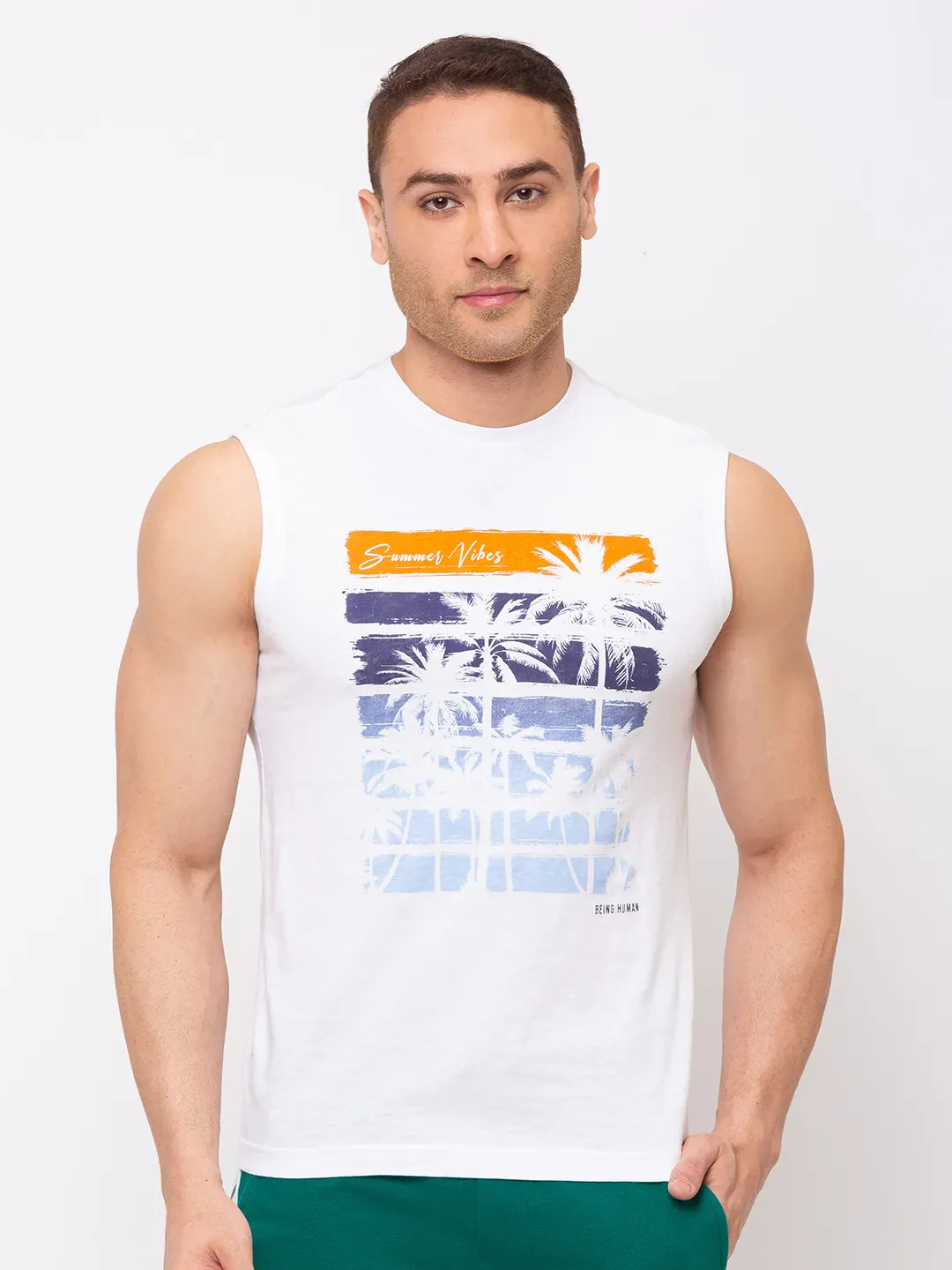 White Regular Fit Round Neck Men's T-Shirt by Being Human Clothing - Image 5